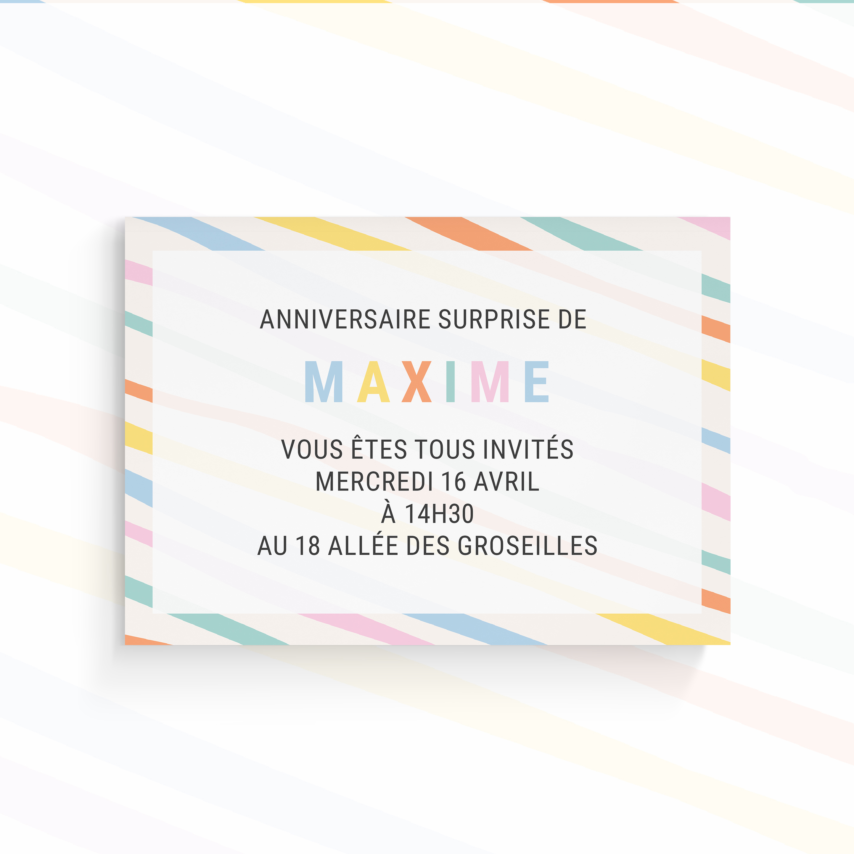 Funny Colors - Cette invitation met en valeur une dominante chromatique affirmée, structurée par une mise en page sobre et une typographie nette. Nos créateurs ont imaginé une esthétique premium qui associe rigueur et élégance. Vous nous envoyez le texte ; nous l’intégrons, harmonisons la palette et ajoutons un logo discret. 100% digitale, elle atteint vos invités immédiatement. Chaque choix – proportions, cadence, respiration visuelle – a été pensé pour préserver fluidité et justesse. Une correspondance contemporaine, simple et raffinée.