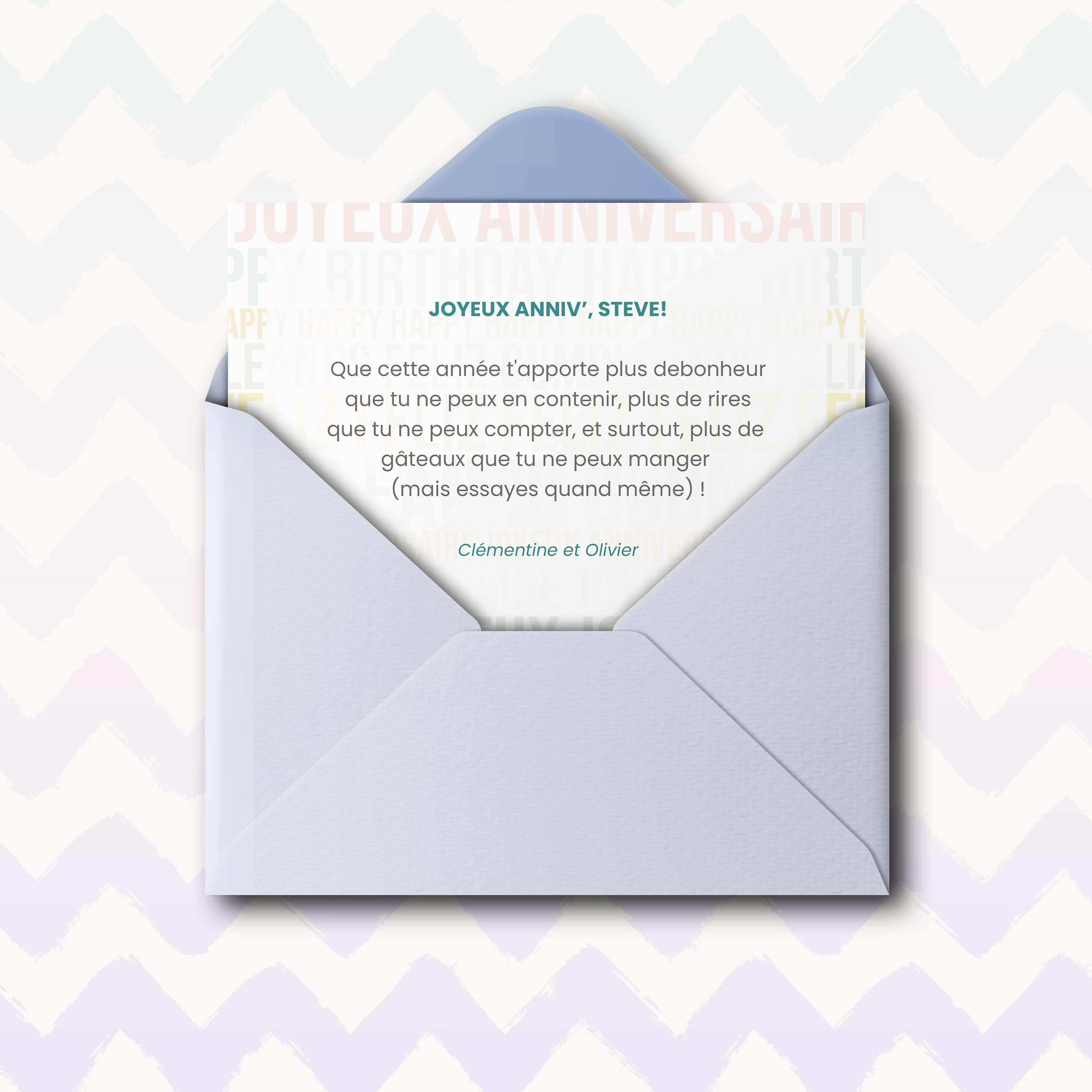 Pastel Anniv - Cette invitation met en avant une dominante chromatique affirmée, équilibrée par une mise en page claire et une typographie sobre. Nos créateurs ont conçu un design premium qui privilégie la rigueur élégante. Nous prenons en charge la personnalisation : intégration de votre texte, ajustement des teintes, ajout discret d’un logo. 100% digitale, elle atteint vos invités immédiatement. Chaque paramètre – proportions, alignements, marges – a été calibré pour préserver fluidité et justesse. Une correspondance contemporaine, simple et posée.