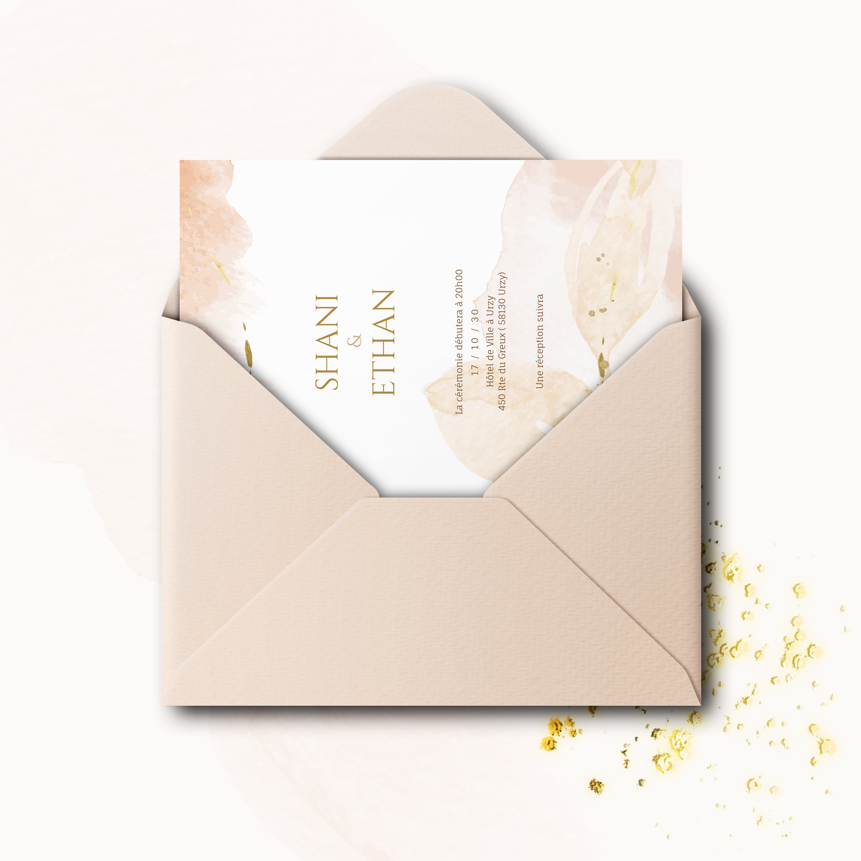 Aquarelle Rose Invitation - Le modèle illustre une sobriété contemporaine : couleur dominante claire, marges sobres, typographie lisible. Nos illustrateurs ont composé une esthétique premium qui met en valeur la cohérence. Nous assurons la personnalisation : vous nous transmettez le texte, nous l’intégrons, ajustons les nuances et ajoutons un logo discret. Entièrement numérique, l’invitation atteint vos invités sans délai. Chaque choix – cadence, alignements, contrastes – a été calibré pour garantir fluidité et justesse. Une correspondance moderne, simple et élégante.