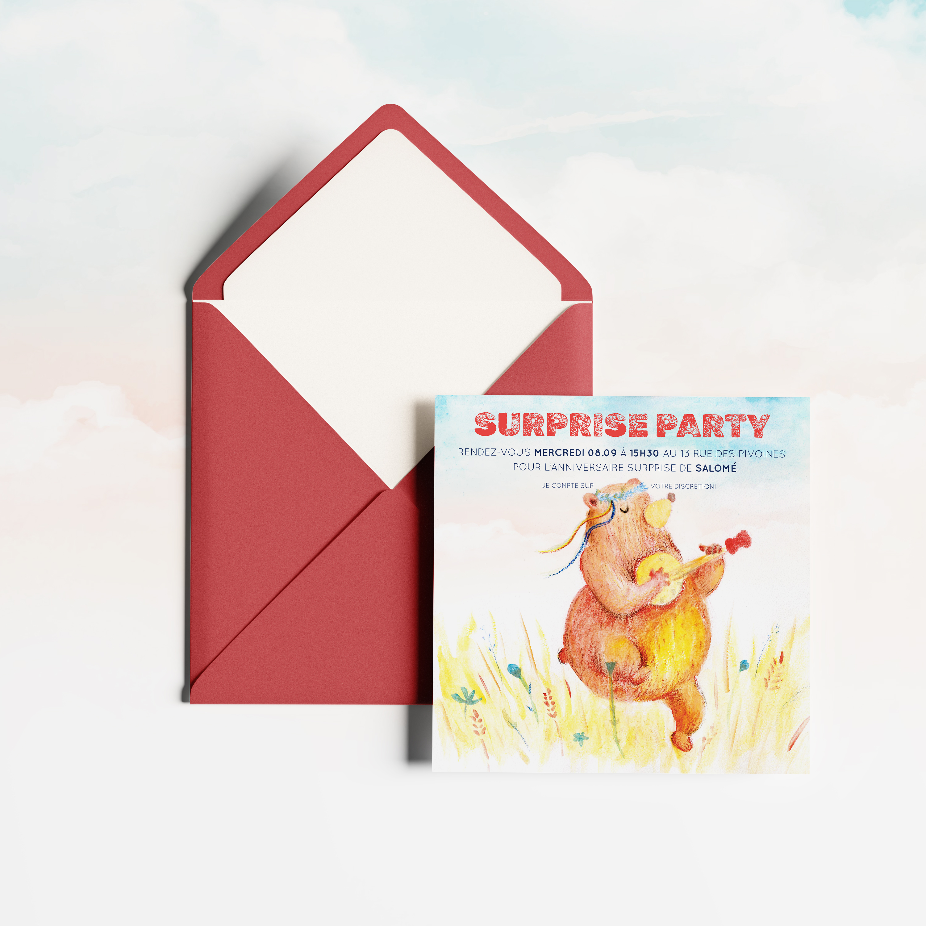 La Guitarra Del Oso - Cette invitation privilégie la mesure : couleur dominante contenue, proportions régulières, typographie claire. Nos créateurs ont voulu un modèle premium qui installe une présence nette et discrète. Nous réalisons la personnalisation sur mesure : intégration de votre texte, ajustement des teintes, ajout d’un logo discret. 100% digitale, elle atteint vos invités en un instant. Chaque choix – cadence, contrastes, marges – a été calibré pour une élégance durable. Une correspondance contemporaine, sobre et fiable.