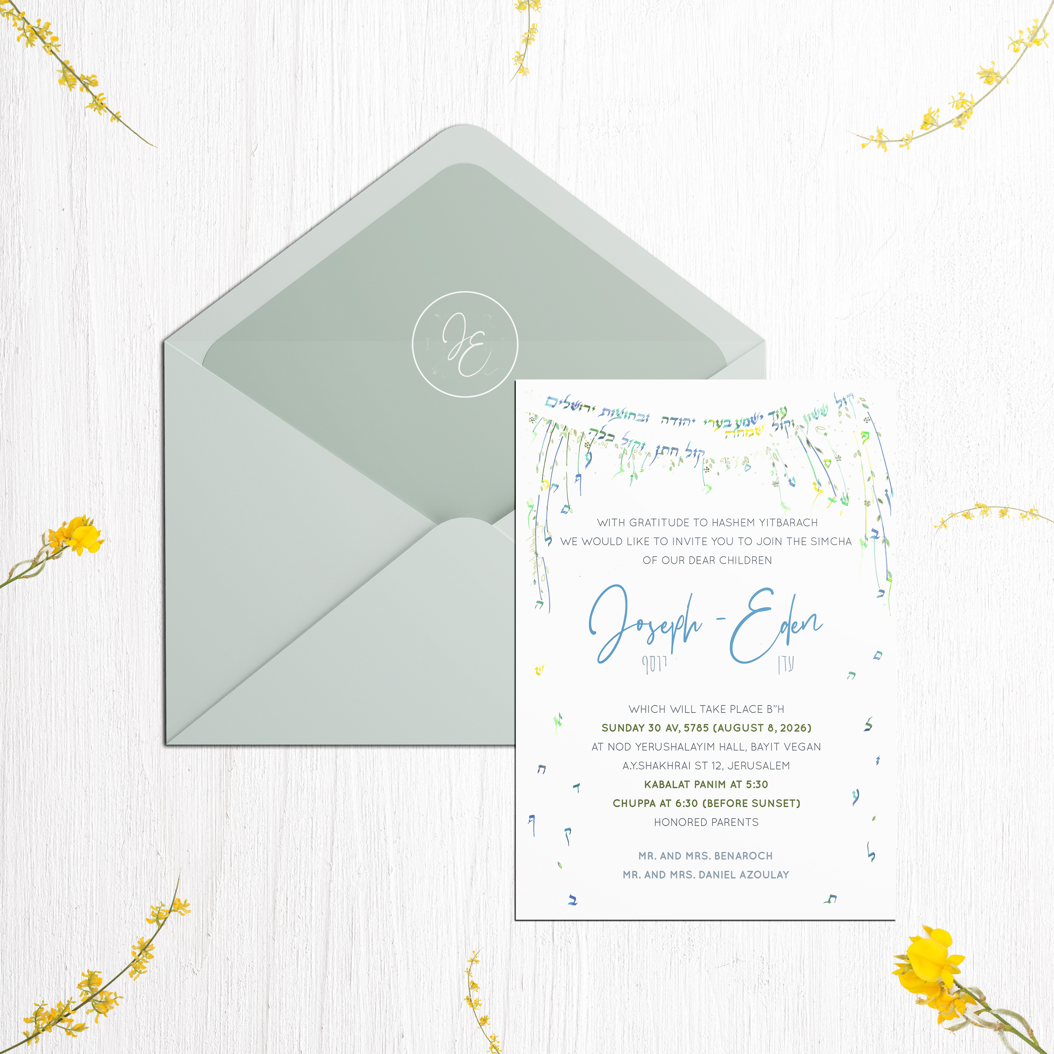 Our Wedding In Color - Cette invitation privilégie la précision : dominante chromatique claire, proportions nettes, typographie posée. Nos créateurs ont conçu un modèle premium qui met l’accent sur sobriété et équilibre. Nous assurons la personnalisation complète : vous nous envoyez le texte, nous l’intégrons avec exactitude, ajustons la palette et ajoutons un logo discret. Diffusée exclusivement en numérique, elle atteint vos invités instantanément. Chaque détail – cadence, alignements, contrastes – a été pensé pour offrir une lecture fluide et élégante. Une correspondance contemporaine, simple et raffinée.