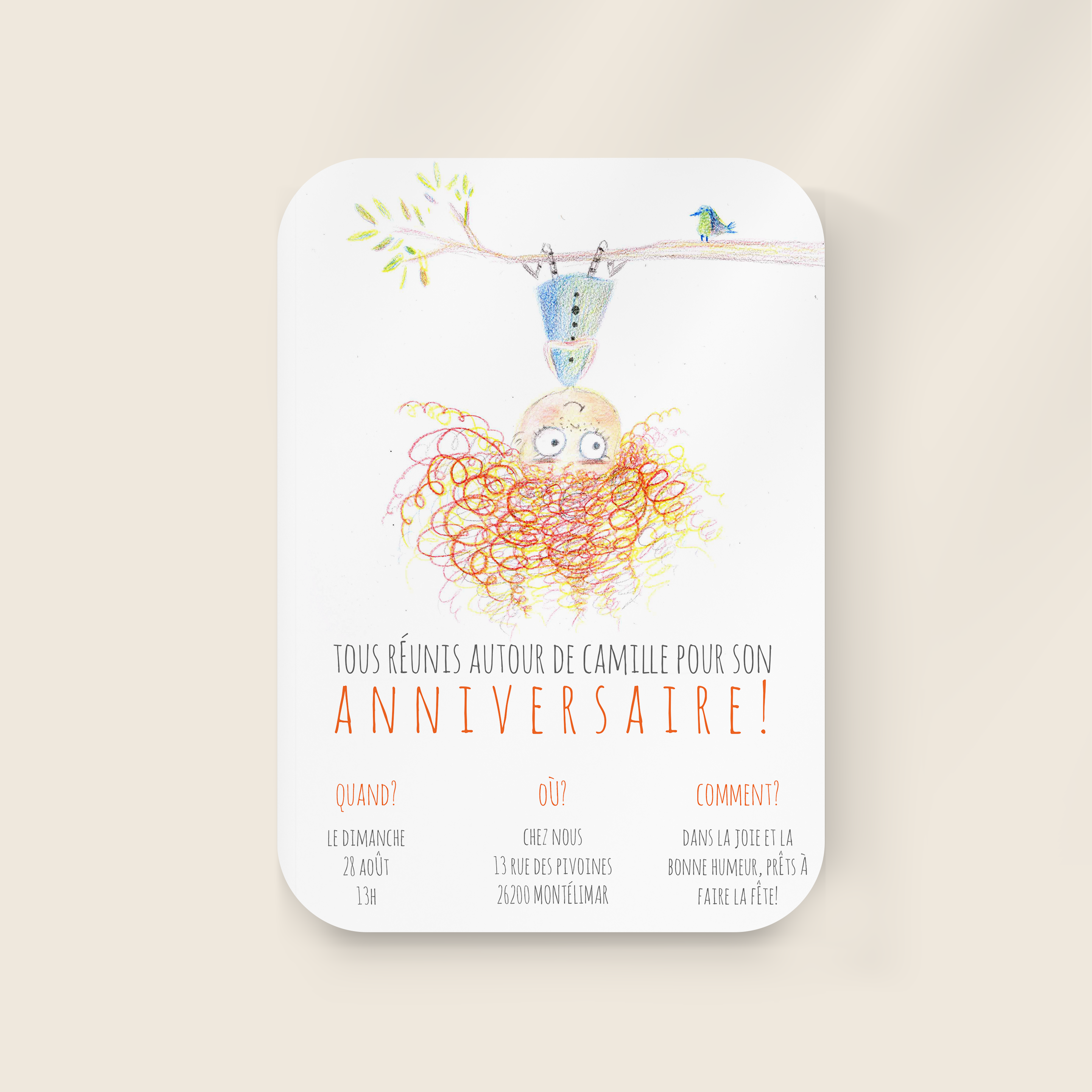 Tête à L'envers - Cette invitation déploie une sobriété lumineuse : dominante chromatique précise, proportions régulières, typographie nette. Nos créateurs ont conçu un modèle premium qui met en avant sobriété et élégance. Nous assurons la personnalisation : intégration du texte, réglage des teintes, ajout discret d’un logo. Diffusée uniquement en digital, elle parvient à vos invités immédiatement. Chaque détail – cadence, contrastes, marges – a été calibré pour garantir fluidité et élégance. Une correspondance contemporaine, fiable et raffinée.