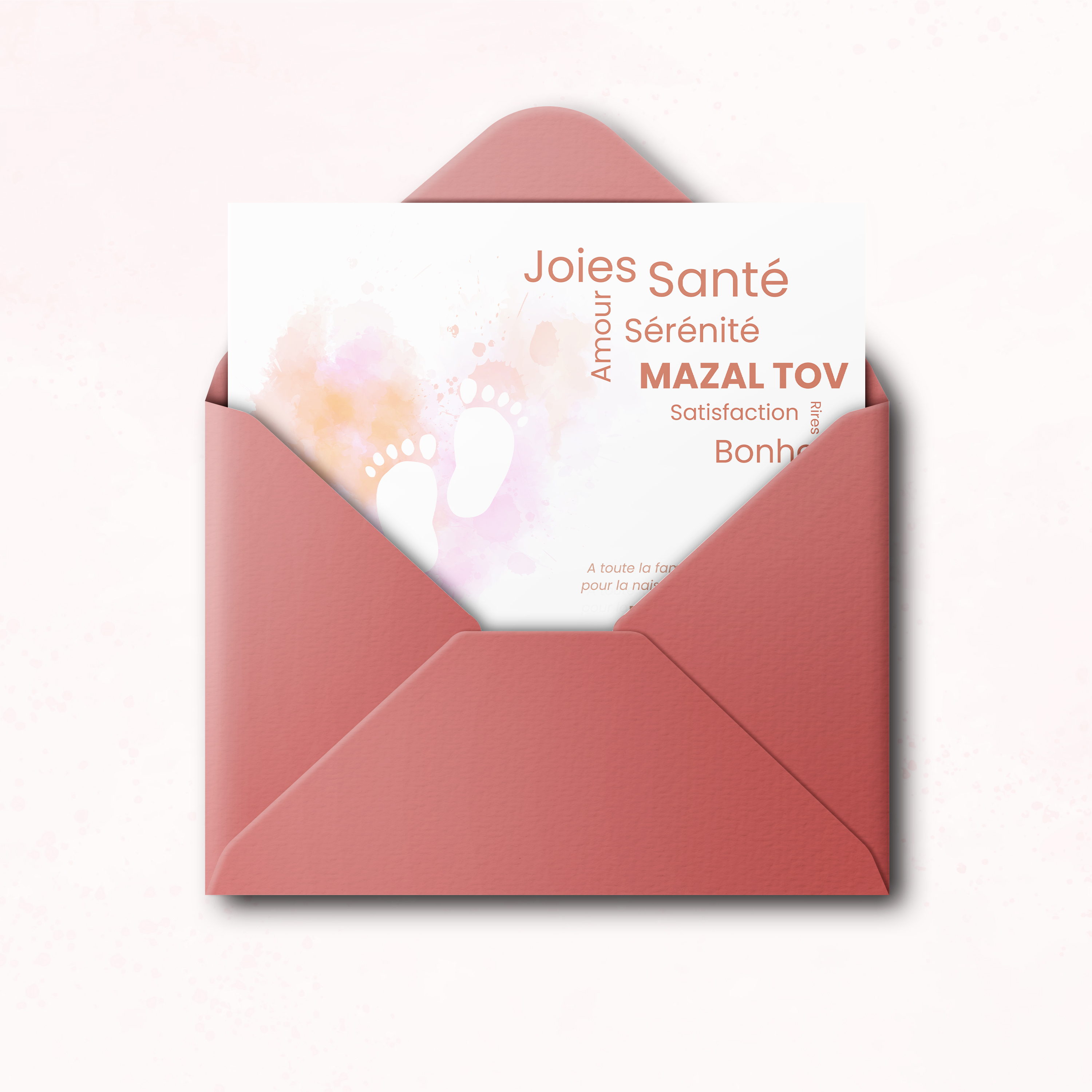 Pink Little Feet - Cette invitation met en lumière une dominante chromatique affirmée, tempérée par une mise en page sobre et une typographie nette. Nos créateurs ont voulu une esthétique premium qui associe rigueur et clarté. Nous assurons la personnalisation complète : vous nous transmettez le texte, nous l’intégrons avec exactitude, harmonisons la palette et ajoutons un logo discret. 100% digitale, elle atteint vos invités sans délai. Chaque paramètre – proportions, cadence, marges – a été pensé pour garantir fluidité et élégance. Une correspondance contemporaine, simple et posée.