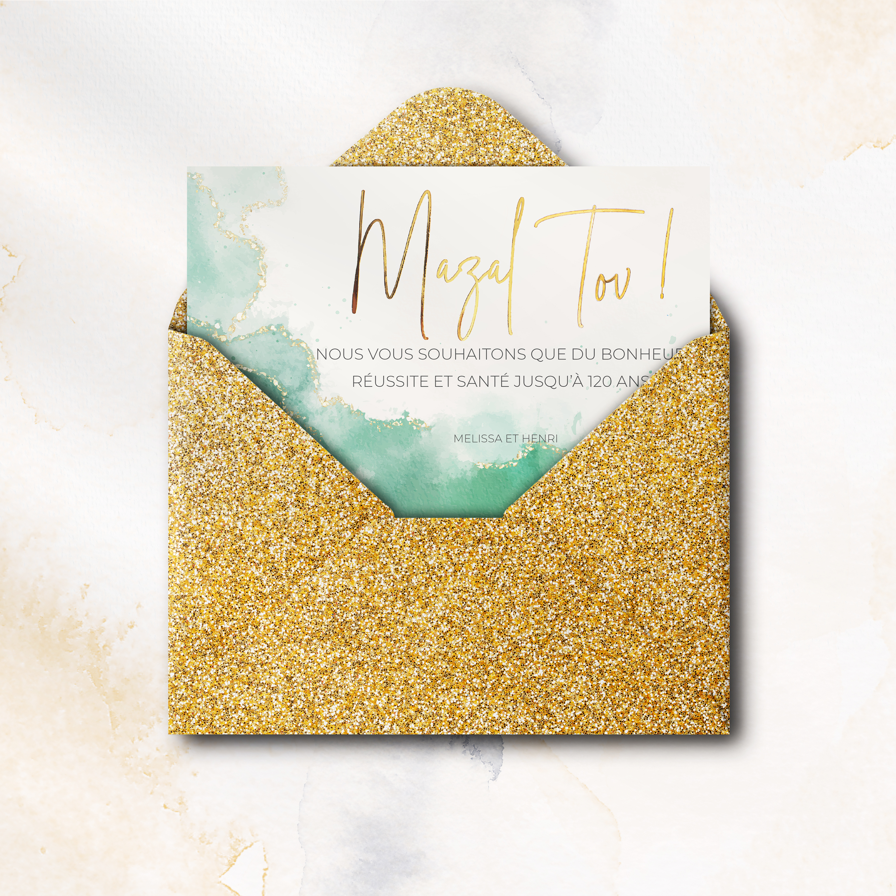 Aqua Tov Green - Le dessin privilégie une rigueur élégante : couleur dominante affirmée, hiérarchie lisible, proportions régulières. Pensée par nos illustrateurs, l’invitation affirme une présence premium sans excès. Nous prenons en charge la personnalisation : intégration du texte, ajustement des teintes, ajout d’un logo discret selon vos besoins. 100% digitale, elle rejoint vos invités sans délai. Chaque détail – cadence, alignements, respiration des blancs – a été mesuré pour préserver fluidité et tenue. Une correspondance contemporaine, fiable et durable.