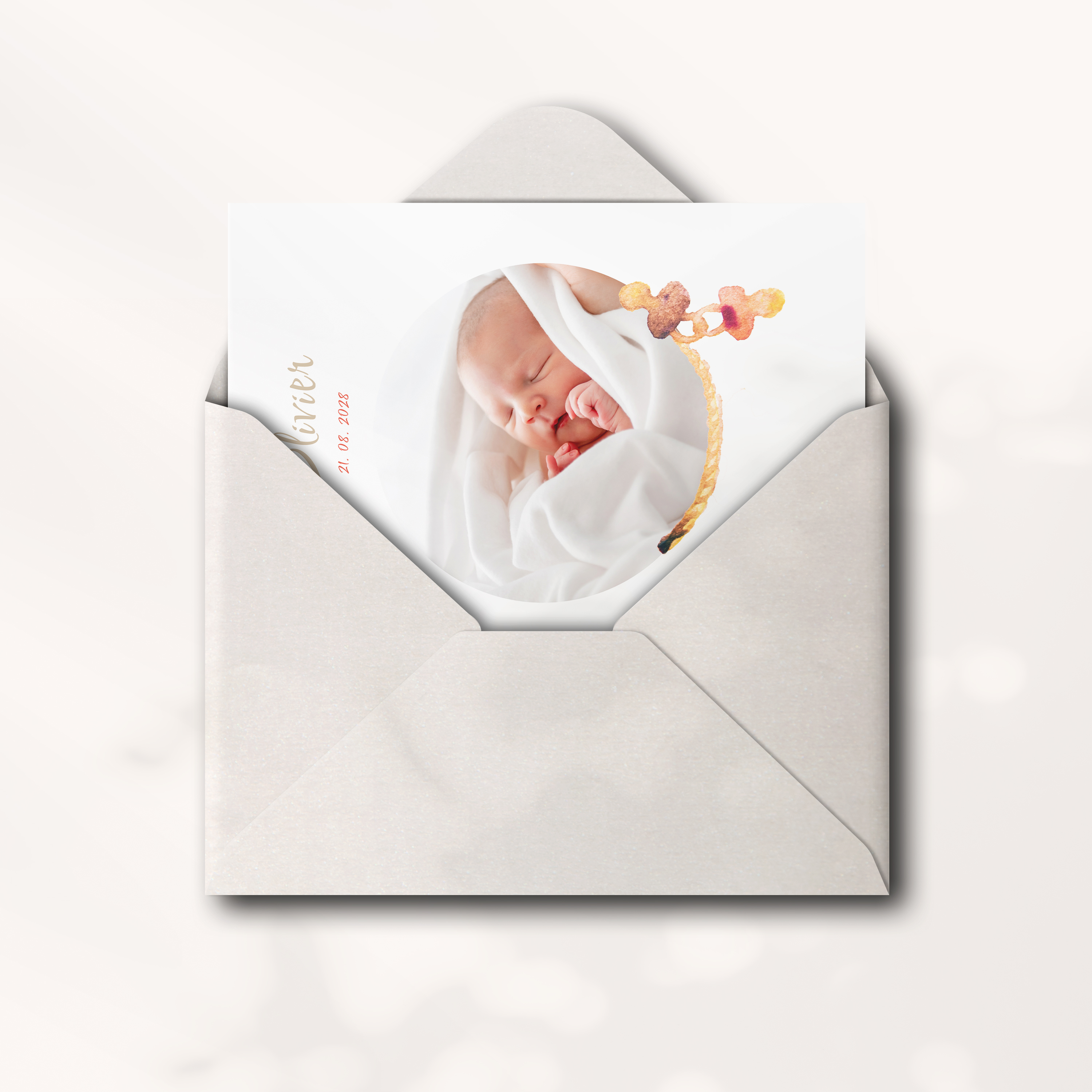 Tétines Aquarelle - Le dessin affirme une rigueur contemporaine : couleur dominante affirmée, marges équilibrées, typographie nette. Nos illustrateurs ont voulu une esthétique premium qui valorise la précision et la sobriété. Nous assurons la personnalisation complète : vous nous confiez le texte, nous le composons avec exactitude, ajustons les teintes et ajoutons un logo discret. Diffusée exclusivement en numérique, l’invitation atteint vos invités sans délai. Chaque choix – proportions, alignements, cadence – a été calibré pour garantir fluidité et élégance. Une correspondance moderne, simple et raffinée.