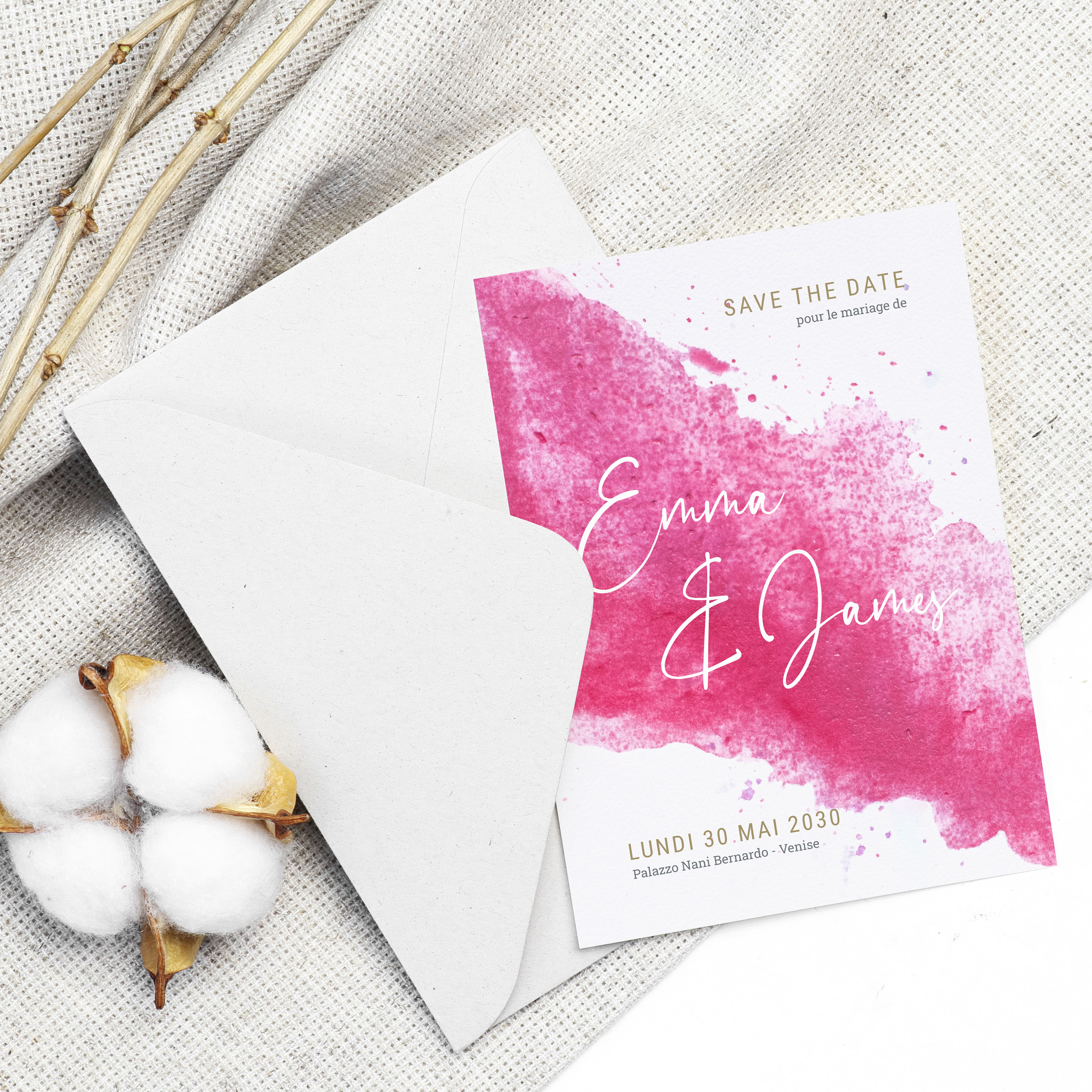 Save In Pink - Cette invitation adopte une sobriété lumineuse : couleur dominante claire, marges équilibrées, typographie soignée. Nos créateurs signent une présence premium qui s’impose par sa mesure. Vous nous confiez le texte ; nous l’intégrons avec exactitude, harmonisons la palette et ajoutons un logo discret. Entièrement digitale, elle atteint vos invités en un instant. Les proportions stables, les contrastes retenus et la hiérarchie nette offrent une expérience fluide. Une correspondance contemporaine, fiable et élégante.