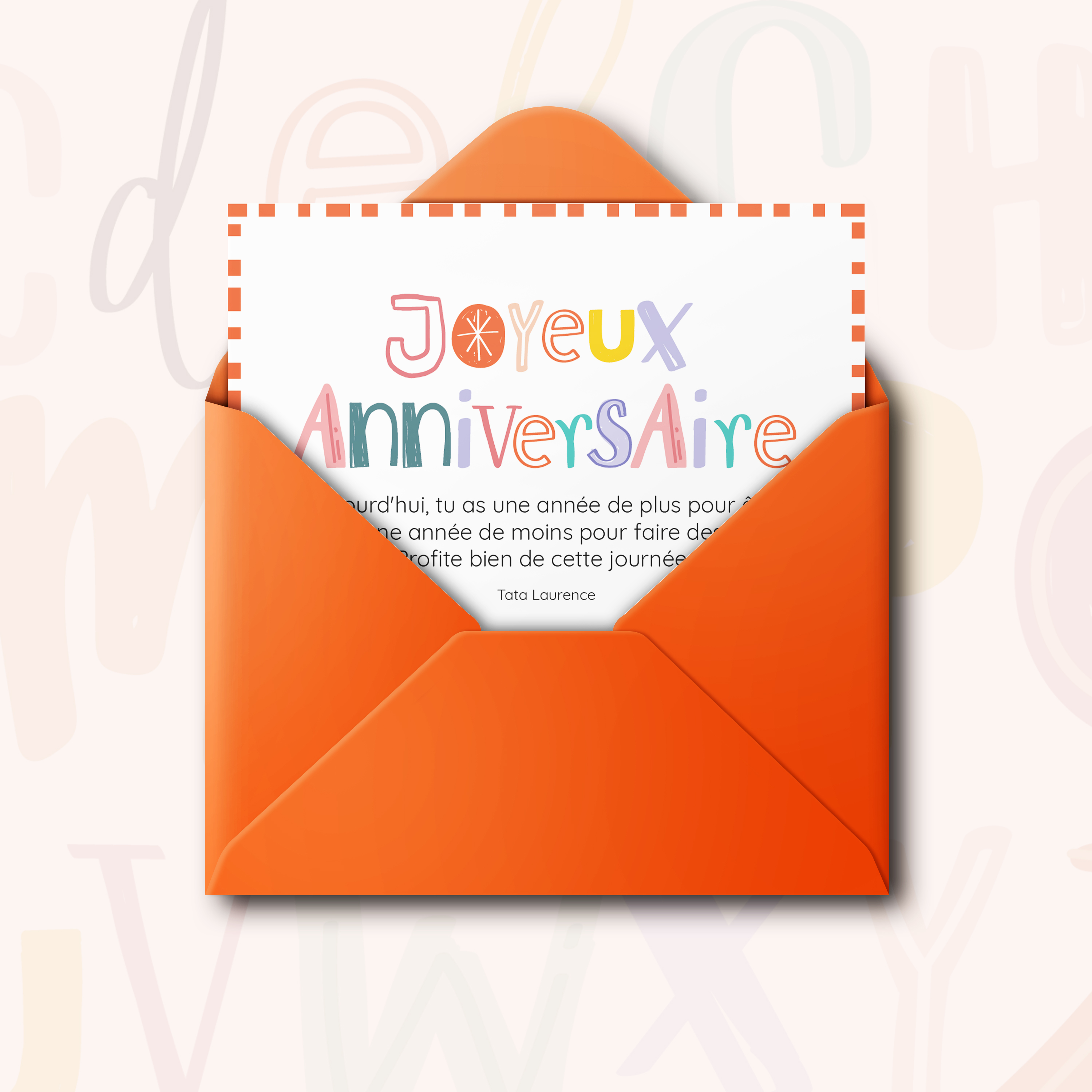 Funny Writting - Pensée comme un cadre sobre, cette invitation met en avant la force tranquille d’une couleur dominante maîtrisée. Les marges équilibrées et la typographie régulière offrent une structure stable et élégante. Réalisée par nos créateurs, elle exprime une modernité discrète. Nous assurons la personnalisation sur mesure : intégration du texte, réglage des teintes, ajout d’un logo discret si besoin. Diffusée exclusivement en numérique, elle atteint vos invités instantanément. Chaque choix – proportion, contraste, rythme – privilégie la fluidité et la retenue. Une correspondance premium, claire et raffinée.