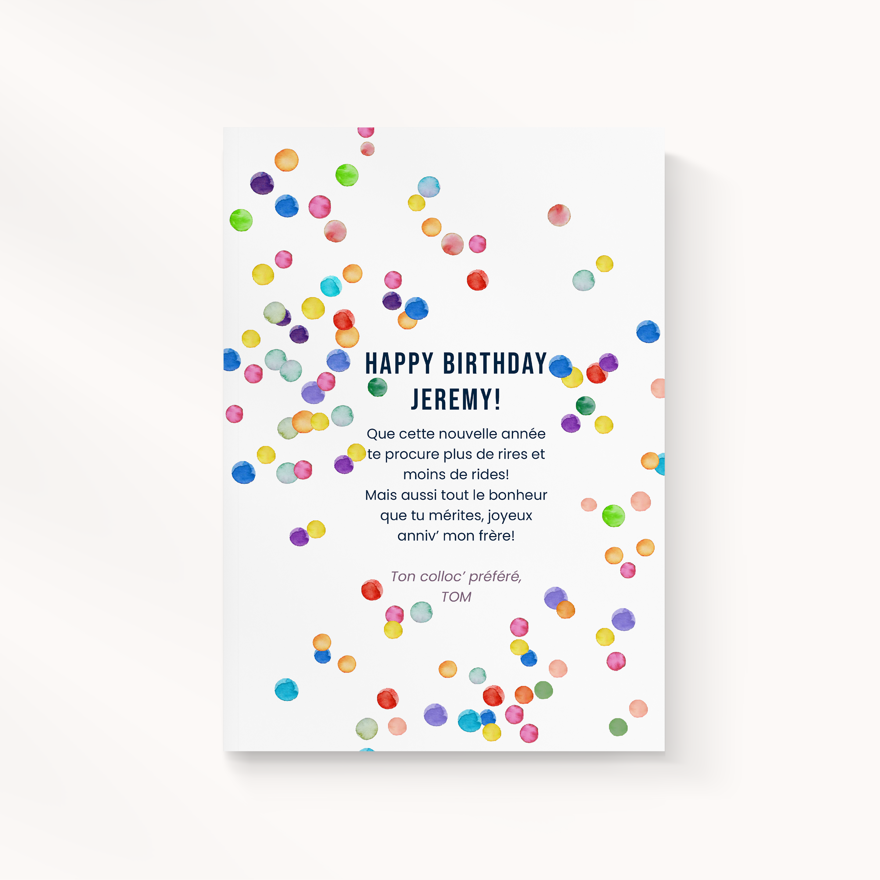 Confetti - Le modèle illustre une clarté posée : couleur dominante douce, proportions équilibrées, typographie précise. Nos illustrateurs ont façonné une esthétique premium qui associe sobriété et rigueur. Nous assurons la personnalisation complète : vous nous confiez le texte, nous le composons, ajustons les nuances et ajoutons un logo discret. Diffusée exclusivement en numérique, l’invitation atteint vos invités sans délai. Chaque choix – hiérarchie, cadence, contrastes – a été pensé pour préserver fluidité et élégance. Une correspondance contemporaine, simple et raffinée.