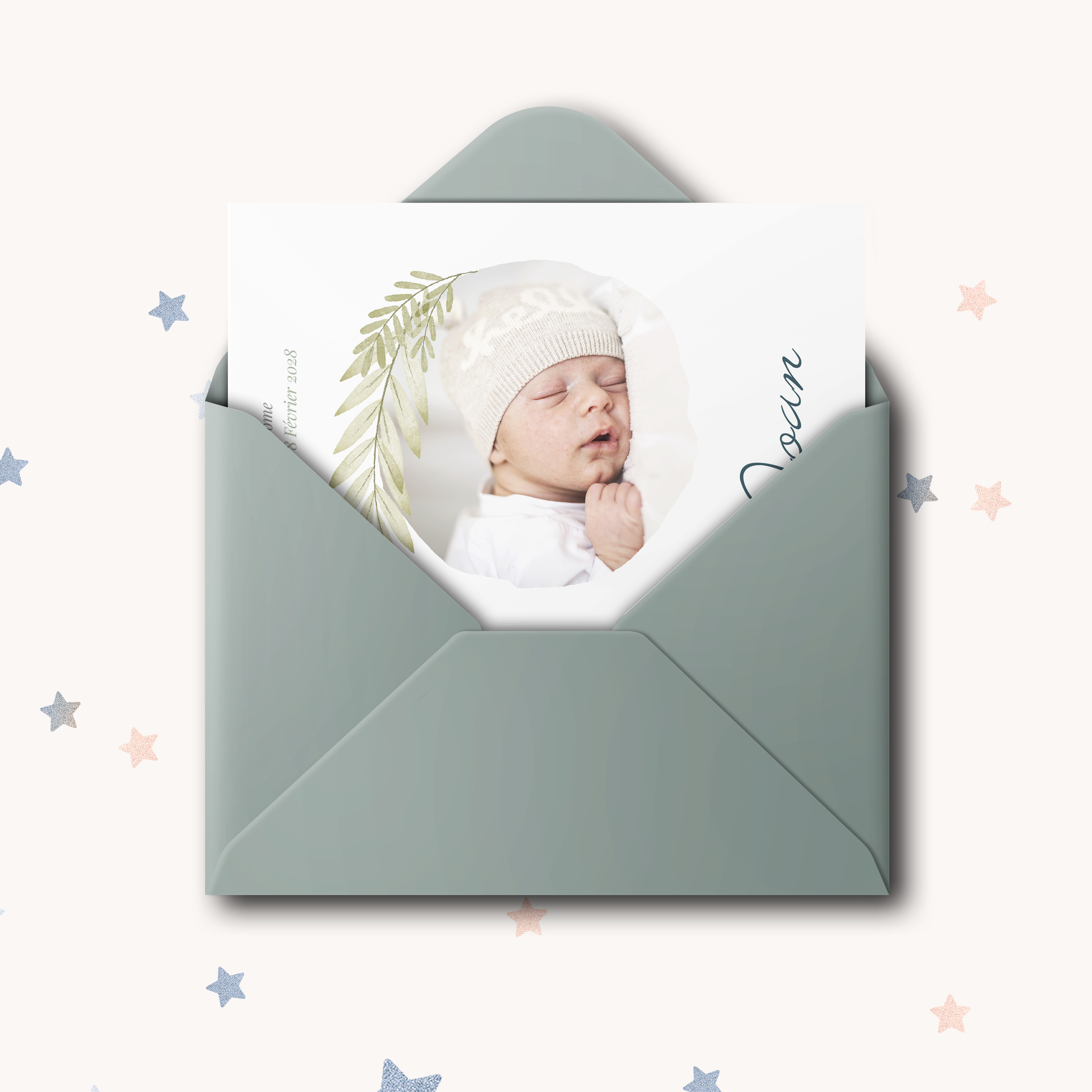 Plume Verte - Le modèle adopte une modernité mesurée : dominante chromatique douce, alignements nets, typographie claire. Nos illustrateurs ont privilégié une esthétique premium qui met en valeur la cohérence des formes. Nous assurons la personnalisation : vous nous envoyez le texte, nous l’intégrons avec soin, harmonisons les nuances et ajoutons un logo discret. 100% digitale, l’invitation atteint vos invités instantanément. Chaque choix – proportions, respiration des blancs, contrastes – a été calibré pour préserver fluidité et élégance. Une correspondance contemporaine, simple et durable.