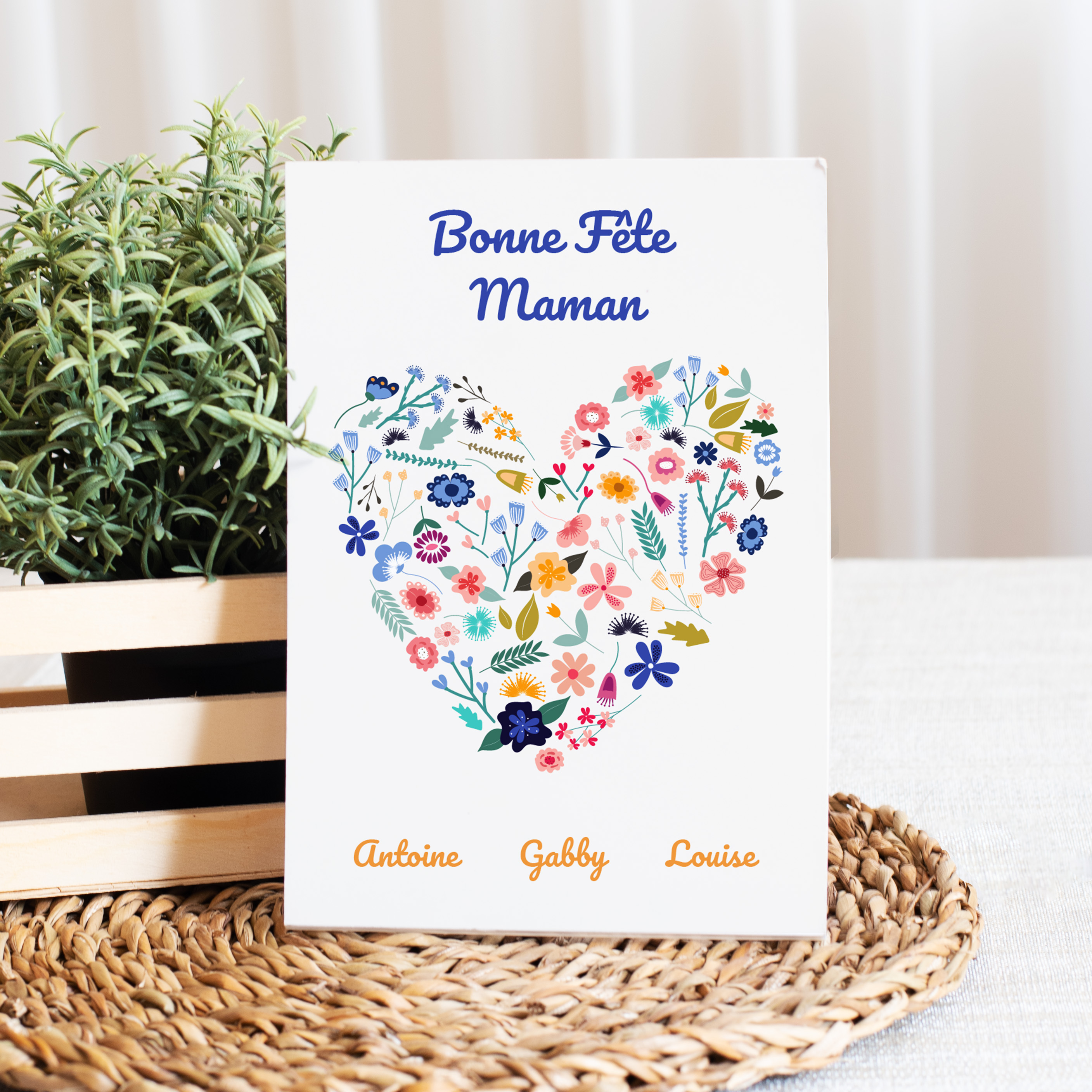 Cœur De Fleurs - Le dessin revendique une sobriété contemporaine : dominante chromatique tenue, grille régulière, titres et textes accordés avec mesure. Nos illustrateurs signent un modèle premium, stable et fiable, qui accompagne parfaitement vos annonces. Nous réalisons la personnalisation sur mesure : vous nous confiez votre texte, nous le composons, harmonisons la palette et ajoutons un logo discret. 100% digital, l’envoi est immédiat. Grâce aux proportions maîtrisées et à la hiérarchie limpide, la lecture est naturelle. Une invitation actuelle, précise et élégante, conçue pour durer et pour servir fidèlement votre message.