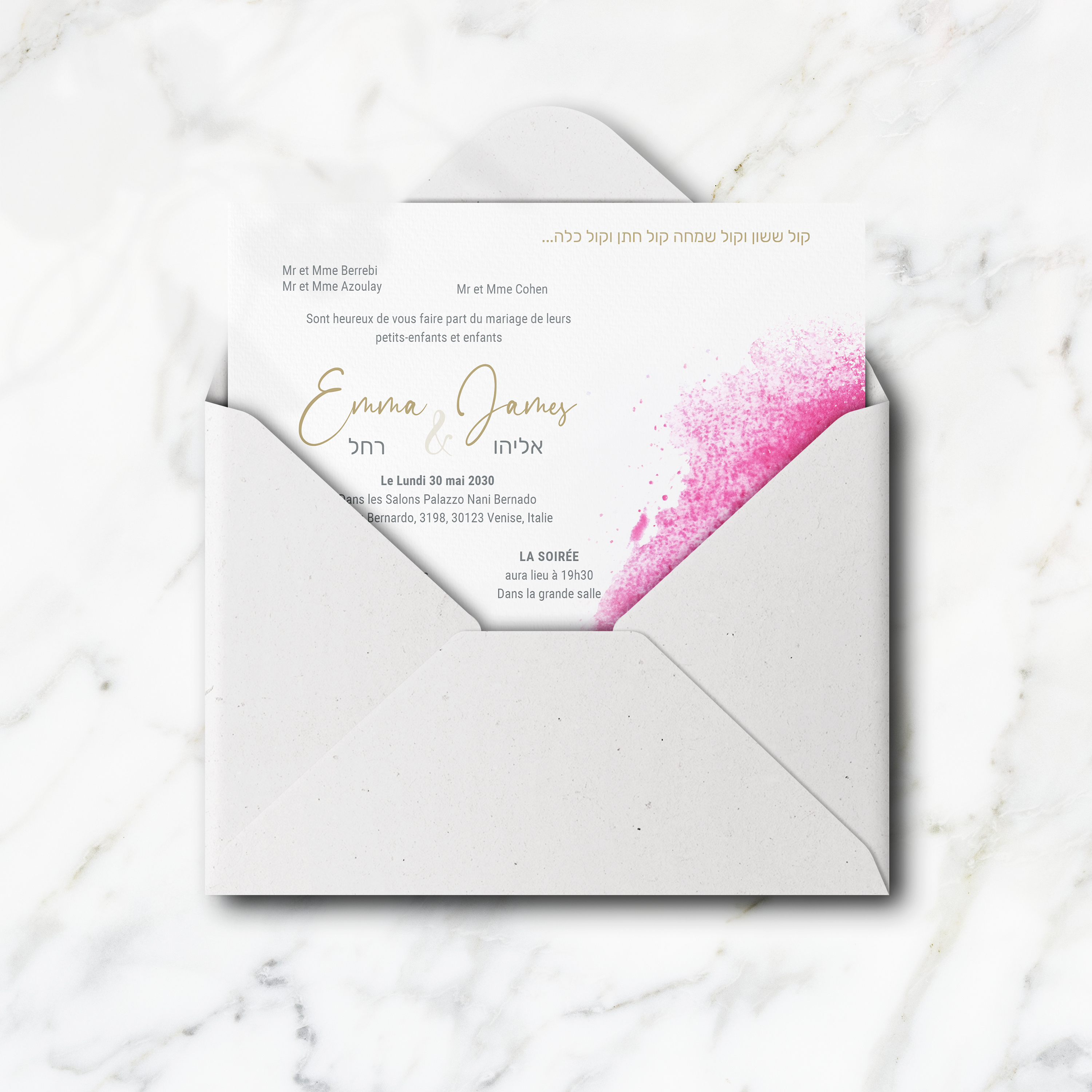 Invit In Pink - Cette invitation met en avant une clarté contemporaine : couleur dominante lumineuse, proportions équilibrées, typographie nette. Nos créateurs signent un modèle premium qui privilégie la simplicité élégante. Vous nous confiez le texte ; nous l’intégrons avec précision, harmonisons la palette et ajoutons un logo discret. 100% digitale, elle atteint vos invités immédiatement. Les contrastes maîtrisés, la hiérarchie claire et la respiration des blancs garantissent une lecture fluide. Une correspondance moderne et raffinée, adaptée à toutes vos annonces.