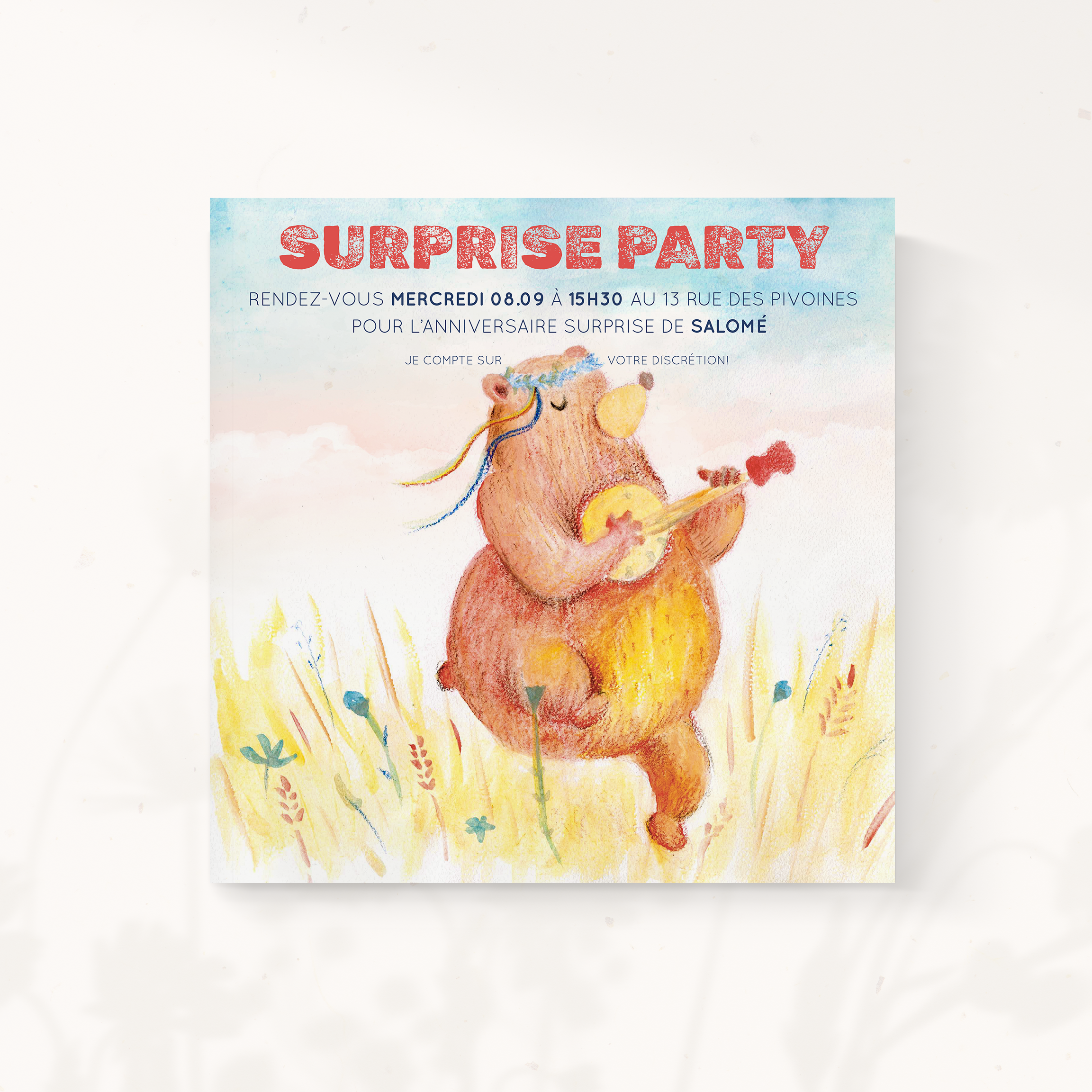 La Guitarra Del Oso - Cette invitation privilégie la mesure : couleur dominante contenue, proportions régulières, typographie claire. Nos créateurs ont voulu un modèle premium qui installe une présence nette et discrète. Nous réalisons la personnalisation sur mesure : intégration de votre texte, ajustement des teintes, ajout d’un logo discret. 100% digitale, elle atteint vos invités en un instant. Chaque choix – cadence, contrastes, marges – a été calibré pour une élégance durable. Une correspondance contemporaine, sobre et fiable.