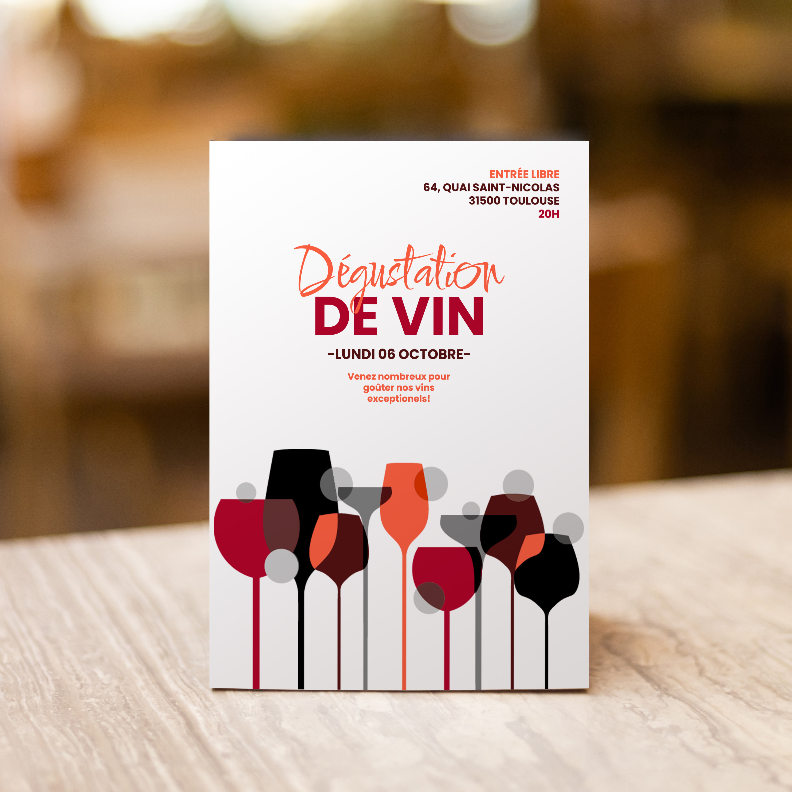 Tchin Tchin - Cette invitation choisit une sobriété claire : couleur dominante précise, alignements nets, typographie lisible. Nos créateurs ont imaginé une esthétique premium au service de votre message. Vous nous envoyez le texte ; nous le mettons en page avec exactitude, ajustons la palette et ajoutons un logo discret si nécessaire. 100% digitale, elle atteint vos invités immédiatement. Les espacements réguliers, la hiérarchie équilibrée et les contrastes maîtrisés garantissent une lecture fluide et élégante, prête pour toutes les célébrations.
