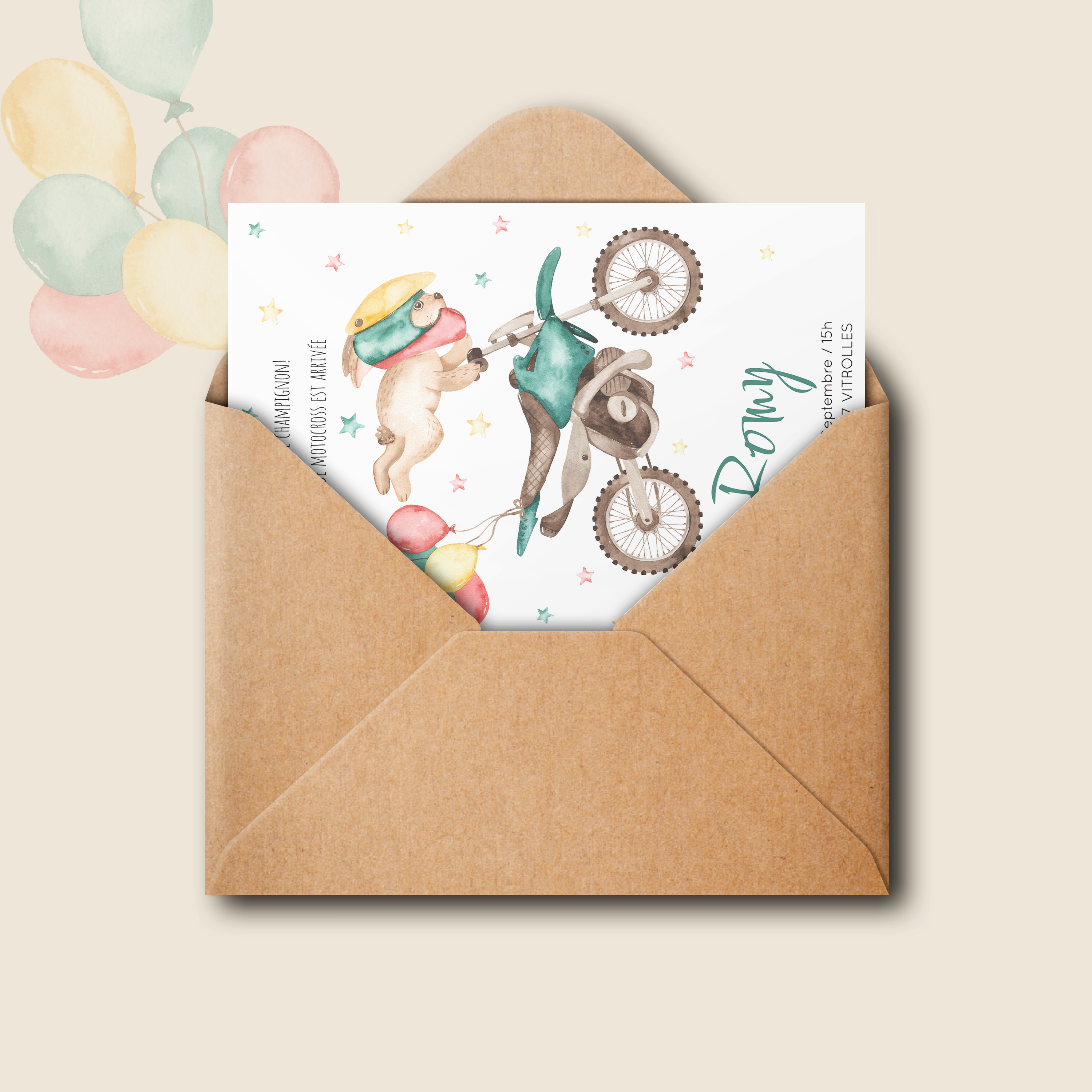 Course Motocross - Le dessin met en lumière une dominante chromatique claire, renforcée par des marges sobres et une typographie posée. Nos illustrateurs ont conçu un modèle premium qui privilégie équilibre et lisibilité. Nous prenons en charge la personnalisation : vous nous envoyez le texte, nous le composons, harmonisons les teintes et ajoutons un logo discret si souhaité. Diffusée exclusivement en numérique, elle atteint vos invités sans délai. Chaque choix – alignements, hiérarchie, contrastes – a été pensé pour préserver fluidité et élégance. Une correspondance contemporaine, fiable et raffinée.