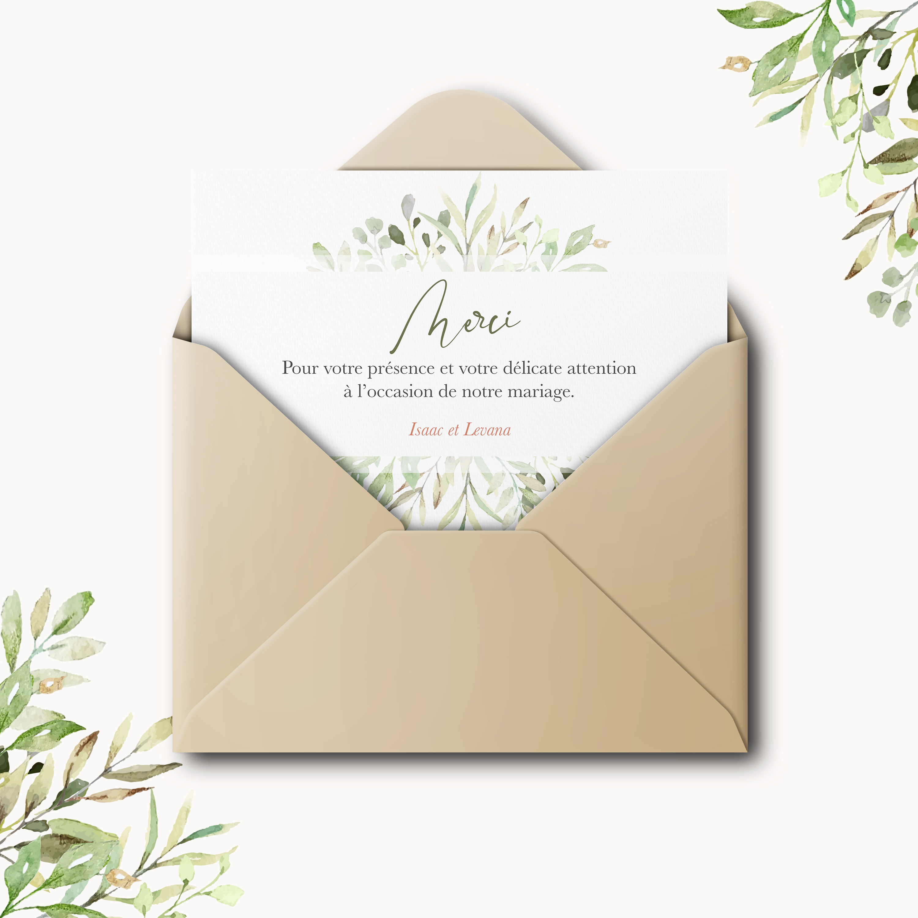 Cadre Floral Merci - Cette invitation joue sur l’épure : couleur dominante nette, marges équilibrées, typographie posée. Nos créateurs signent un modèle premium où chaque élément trouve sa place avec justesse. Vous nous confiez le texte ; nous l’intégrons avec précision, harmonisons la palette et ajoutons un logo discret si souhaité. Diffusée exclusivement au format digital, elle parvient instantanément à vos invités. La hiérarchie claire, les contrastes maîtrisés et la respiration des blancs assurent une lecture élégante. Une correspondance contemporaine qui conjugue sobriété et finesse.