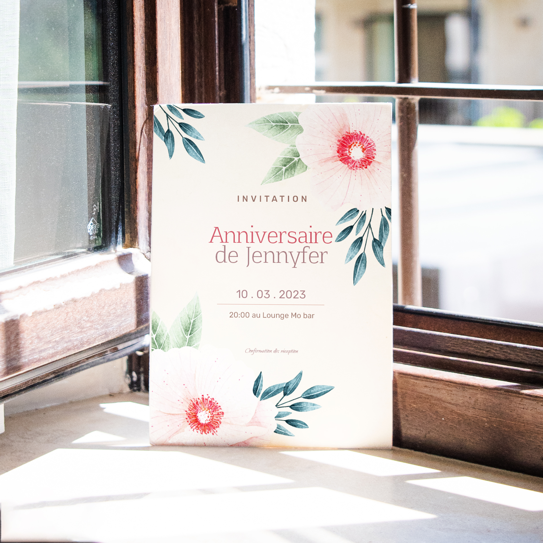 Nostalgic Flower - Le modèle explore une géométrie subtile servie par une palette claire. La couleur principale installe une sérénité naturelle tandis que la composition ménage des zones de souffle pour mettre vos mots au premier plan. Créée par nos illustrateurs, cette invitation illustre une modernité maîtrisée, sans effets superflus. Vous nous confiez votre texte ; nous le composons avec précision, harmonisons les teintes et ajoutons un logo discret si nécessaire. Diffusée exclusivement au format numérique, elle rejoint vos invités sans délai. La force du design tient à la précision des détails, au soin typographique et à la mesure des contrastes. Une correspondance élégante et fiable, conçue pour durer et accompagner toutes vos annonces avec tact.