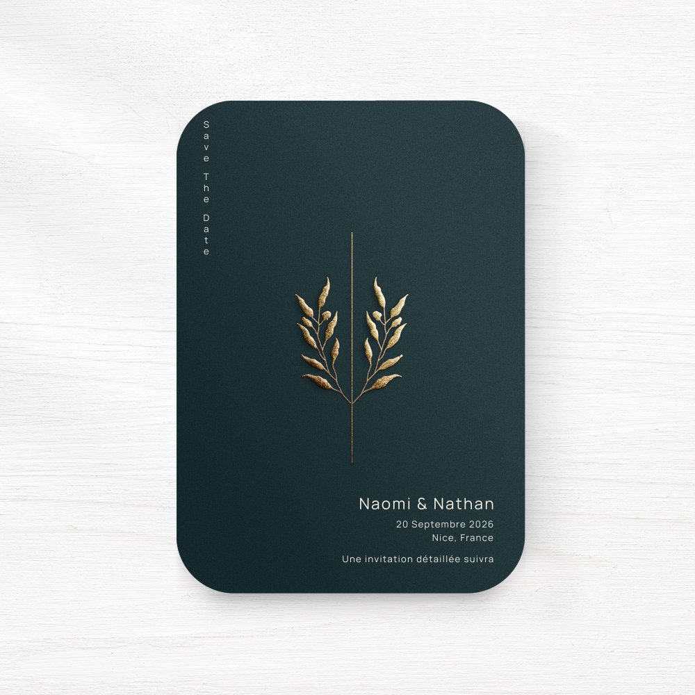 Green Velvet - Le modèle affirme une sobriété lumineuse : dominante chromatique claire, proportions régulières, typographie nette. Réalisée par nos illustrateurs, l’invitation privilégie la cohérence et la précision. Nous assurons la personnalisation : intégration du texte, réglage des nuances, ajout discret d’un logo. Diffusée exclusivement en numérique, elle atteint vos invités immédiatement. Chaque élément – hiérarchie, cadence, contrastes – a été travaillé pour préserver élégance et lisibilité. Une correspondance premium, fiable et raffinée.
