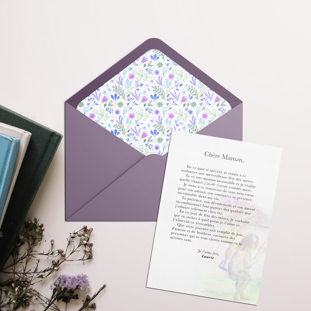 Bonne Fête Maman - Cette invitation s’ouvre sur une dominante chromatique lumineuse, équilibrée par des marges sobres et une typographie posée. Nos illustrateurs ont privilégié la clarté et la justesse pour donner à vos mots une place élégante et mesurée. Nous assurons la personnalisation complète : vous nous confiez le texte, nous l’intégrons avec soin, ajustons la palette et ajoutons un logo discret si besoin. Diffusée uniquement en digital, elle rejoint vos invités immédiatement. Chaque détail – proportions, contrastes, hiérarchie – a été pensé pour préserver fluidité et harmonie. Une correspondance premium, contemporaine et durable, adaptée à vos annonces essentielles.