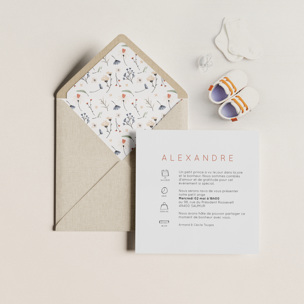 Petite Main - Cette invitation associe intensité et retenue : une couleur dominante expressive adoucie par une mise en page claire et une typographie régulière. Nos créateurs ont voulu une esthétique premium, moderne et fiable. Nous réalisons la personnalisation complète : texte intégré avec soin, nuances ajustées, ajout discret d’un logo. Diffusée uniquement en digital, elle atteint vos invités immédiatement. Chaque détail – proportions, contrastes, rythme – contribue à une lecture fluide et élégante. Une correspondance sobre, contemporaine et raffinée.