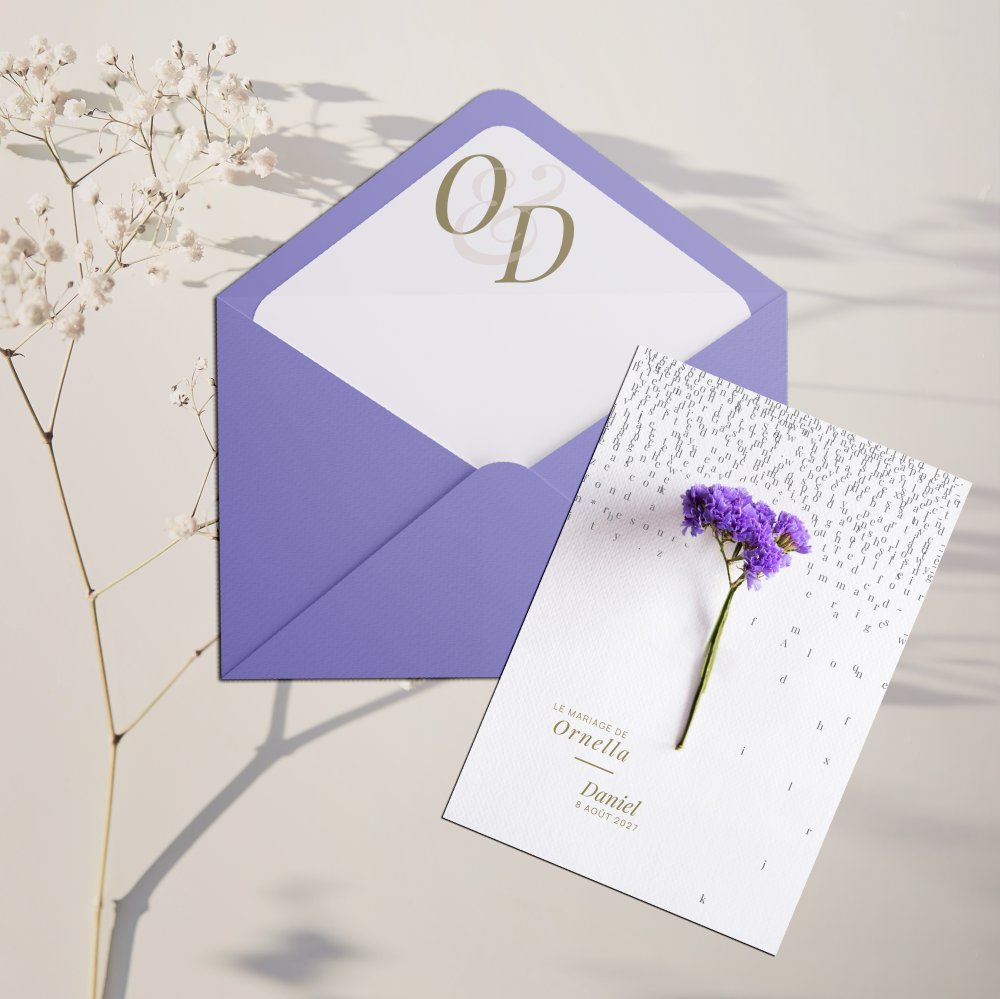 Purple Flower - Cette création met en valeur l’équilibre entre intensité et retenue : une dominante chromatique qui signe la page, des marges sobres qui offrent de l’air, une typographie régulière pour le confort de lecture. Conçue par nos créateurs, l’invitation revendique une modernité premium, sans emphase. Nous assurons la personnalisation complète : vous nous confiez le texte, nous le composons, ajustons la palette et ajoutons un logo discret si souhaité. Au format digital uniquement, l’envoi est immédiat. Chaque détail – rythme, contraste, échelle – sert la précision et la clarté.