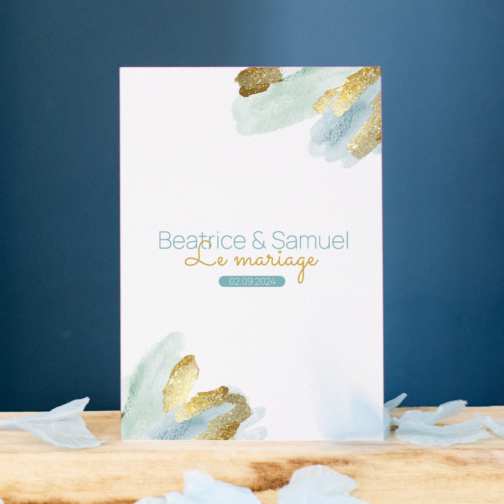 Blue Paint - Le modèle affirme une présence nette : couleur dominante assumée, alignements précis, hiérarchie lisible. Nos illustrateurs ont retenu une écriture graphique épurée pour accueillir vos annonces avec tact. Nous prenons en charge la personnalisation sur mesure : intégration du texte, harmonisation des teintes, ajout d’un logo discret au besoin. Entièrement numérique, l’invitation rejoint vos destinataires sans délai. Les paramètres visuels – marges, contrastes, interlignes – sont réglés pour une élégance fiable et durable. Une correspondance premium, sobre et contemporaine.