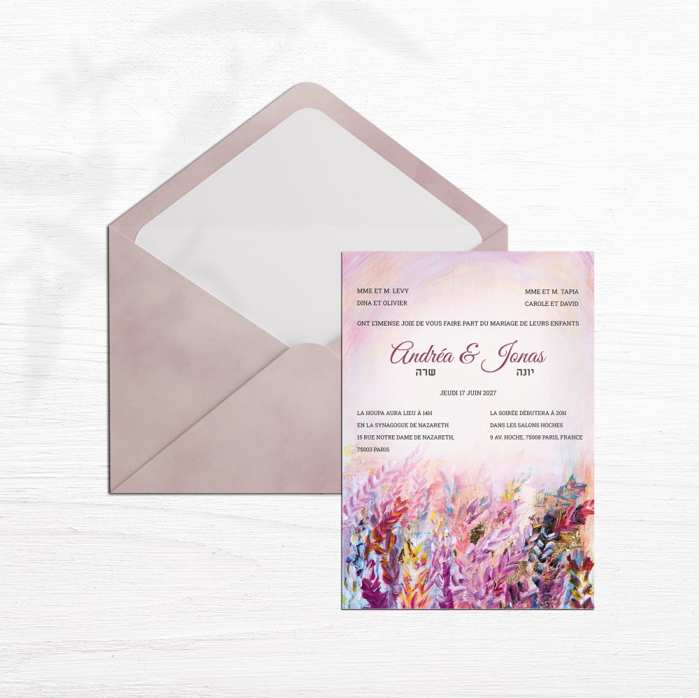 Champs Coloré - Cette invitation met en avant la sobriété contemporaine : une couleur dominante douce, des marges équilibrées et une typographie claire. Nos créateurs ont recherché une esthétique premium, simple et fiable. Nous assurons la personnalisation complète : vous nous confiez votre texte, nous l’intégrons avec exactitude, ajustons la palette et ajoutons un logo discret si nécessaire. Diffusée exclusivement en digital, elle atteint vos invités instantanément. Chaque détail – proportions, hiérarchie, contrastes – a été pensé pour garantir fluidité et élégance. Une correspondance premium, sobre et durable.