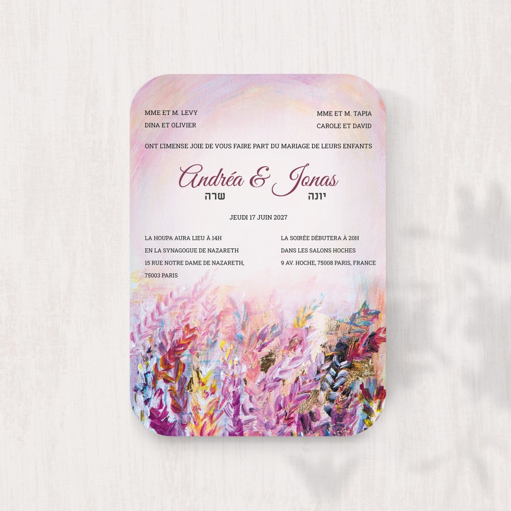 Champs Coloré - Cette invitation met en avant la sobriété contemporaine : une couleur dominante douce, des marges équilibrées et une typographie claire. Nos créateurs ont recherché une esthétique premium, simple et fiable. Nous assurons la personnalisation complète : vous nous confiez votre texte, nous l’intégrons avec exactitude, ajustons la palette et ajoutons un logo discret si nécessaire. Diffusée exclusivement en digital, elle atteint vos invités instantanément. Chaque détail – proportions, hiérarchie, contrastes – a été pensé pour garantir fluidité et élégance. Une correspondance premium, sobre et durable.