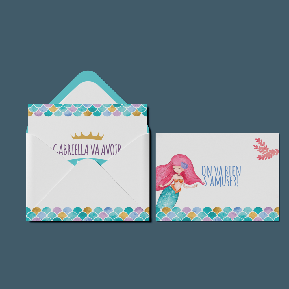 Bubbly Mermaid - Pensée comme une correspondance claire et sensible, cette création met en valeur la couleur dominante en la travaillant dans une texture subtile. Les contrastes sont maîtrisés, les volumes équilibrés, de manière à ce que vos mots demeurent au centre. Nos illustrateurs ont imaginé une esthétique intemporelle et sobre, parfaitement adaptée à vos annonces importantes. Nous nous occupons de la personnalisation : texte intégré, nuances harmonisées, logo ajouté si nécessaire. Diffusée exclusivement au format numérique, elle rejoint vos destinataires aussitôt et donne une tonalité moderne et élégante à votre message. Une invitation qui marie délicatesse et efficacité. 