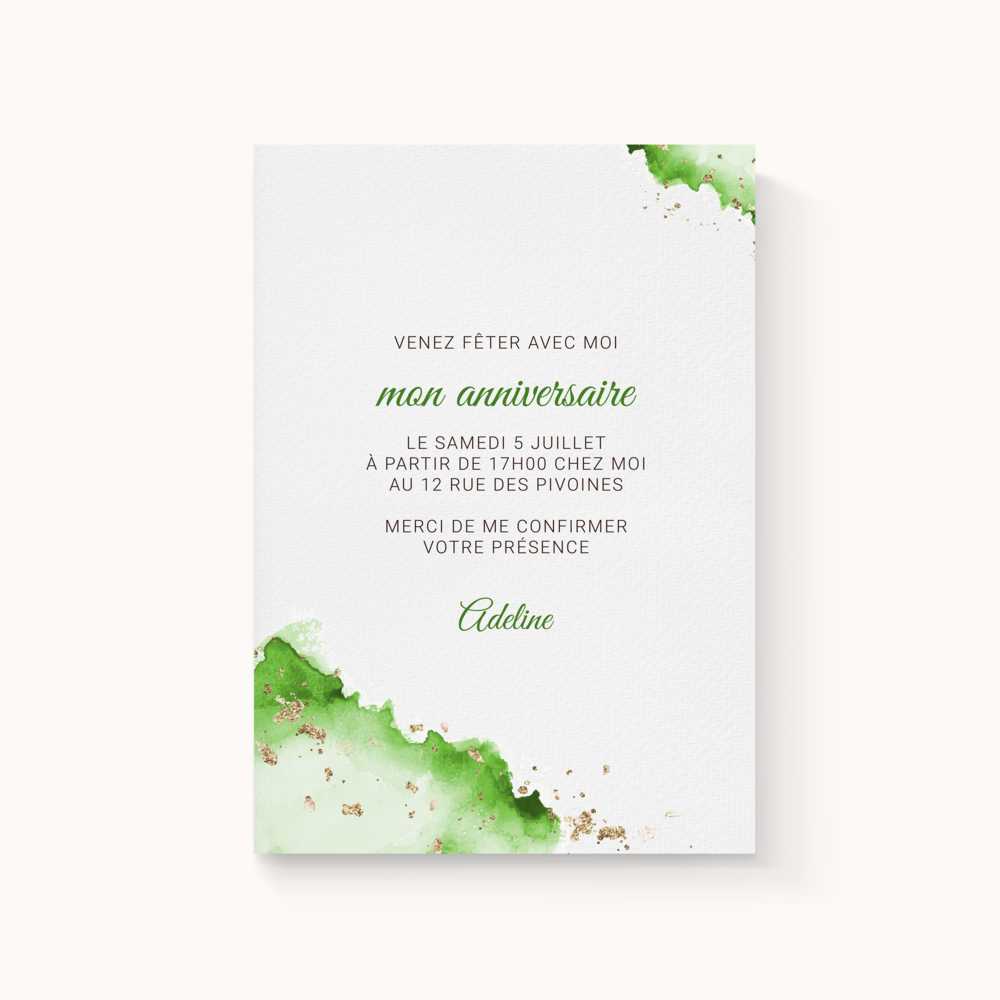 Aqua Ink - Pensée comme une annonce raffinée, cette création met en scène un jeu de matières et de couleurs qui capte le regard sans l’accaparer. Les lignes claires, le rythme des formes et la respiration du blanc posent un cadre haut de gamme à vos messages. Notre équipe se charge de votre personnalisation : vous nous envoyez le texte, nous l’intégrons avec soin, nous ajustons les teintes et pouvons ajouter un logo pour signer votre envoi. Entièrement digitale, l’invitation parvient aussitôt à vos invités, idéale pour une diffusion rapide et soignée. L’esthétique privilégie la nuance, la mesure et l’émotion contenue, afin que vos mots restent au premier plan. Une invitation contemporaine qui conjugue graphisme précis, souplesse d’usage et présence élégante. 