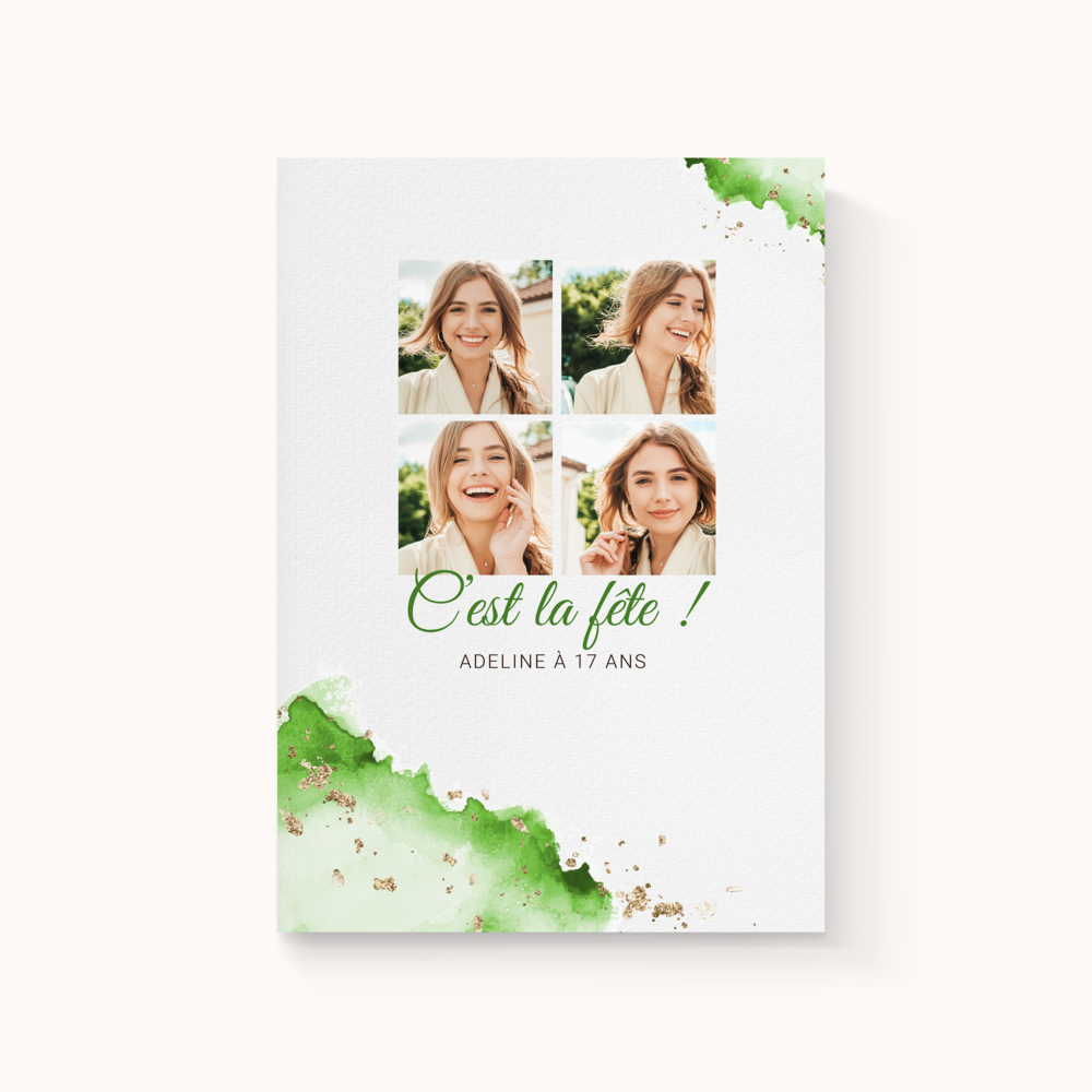 Aqua Ink - Pensée comme une annonce raffinée, cette création met en scène un jeu de matières et de couleurs qui capte le regard sans l’accaparer. Les lignes claires, le rythme des formes et la respiration du blanc posent un cadre haut de gamme à vos messages. Notre équipe se charge de votre personnalisation : vous nous envoyez le texte, nous l’intégrons avec soin, nous ajustons les teintes et pouvons ajouter un logo pour signer votre envoi. Entièrement digitale, l’invitation parvient aussitôt à vos invités, idéale pour une diffusion rapide et soignée. L’esthétique privilégie la nuance, la mesure et l’émotion contenue, afin que vos mots restent au premier plan. Une invitation contemporaine qui conjugue graphisme précis, souplesse d’usage et présence élégante. 