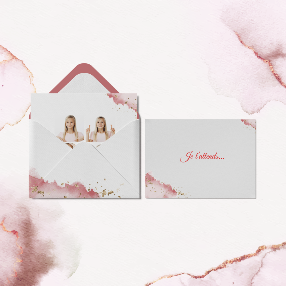 Aqua Ink Pink - Cette invitation privilégie une écriture graphique claire et intemporelle. La dominante chromatique, choisie pour sa sobriété lumineuse, installe d’emblée un ton distingué. Pensée par des créateurs, la mise en page équilibre aplomb et douceur, afin de soutenir vos mots sans jamais les masquer. Notre équipe réalise la personnalisation sur mesure : texte composé, couleurs ajustées, ajout d’un logo si souhaité. Au format digital, l’envoi est immédiat, prêt à être partagé avec vos invités. Le résultat tient dans la précision des détails, la tenue des proportions et la délicatesse des contrastes. Une invitation contemporaine qui assume l’essentiel : une présence élégante, une lecture fluide, un impact net. 