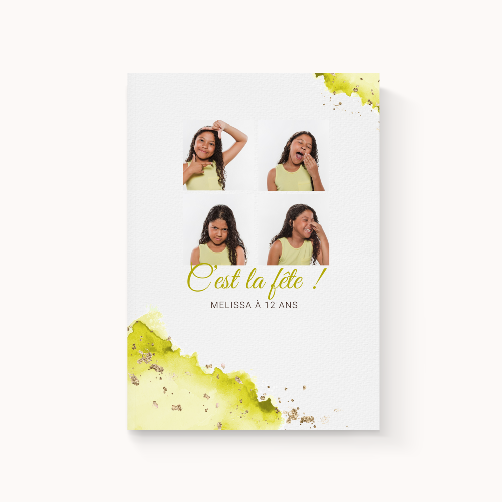 Aqua Ink Yellow - Ici, la composition assume une modernité douce : aplats maîtrisés, contours aériens, équilibre entre rythme visuel et lisibilité du message. Cette invitation a été conçue pour vos annonces essentielles, lorsqu’on souhaite unir clarté, raffinement et efficacité. Nous gérons la personnalisation complète : vous nous transmettez votre texte, nous le mettons en page, ajustons les couleurs et ajoutons votre logo si nécessaire. Diffusée en version digitale uniquement, elle rejoint vos destinataires sans délai. Le parti pris esthétique reste mesuré, évitant la surenchère pour préserver l’émotion juste. Une création sur mesure qui offre à vos mots un écrin actuel et subtil, idéale pour marquer une date, célébrer, inviter ou annoncer avec distinction. 