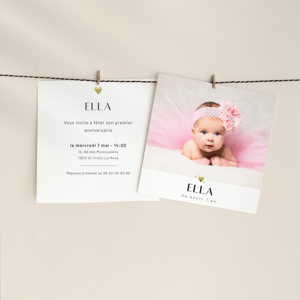 Petit Coeur - Cette création met à l’honneur la simplicité tenue : dominante chromatique limpide, alignements stables, contrastes modérés. L’ensemble compose un cadre premium où vos messages gagnent en clarté. Réalisée par nos illustrateurs, l’invitation privilégie la cohérence des choix et la justesse des mesures. Nous assurons la personnalisation sur mesure : intégration du texte, réglage des teintes, ajout d’un logo discret si souhaité. Envoyée exclusivement en digital, elle parvient immédiatement à vos invités. Une correspondance élégante, droite et durable, qui accompagne vos annonces avec précision.