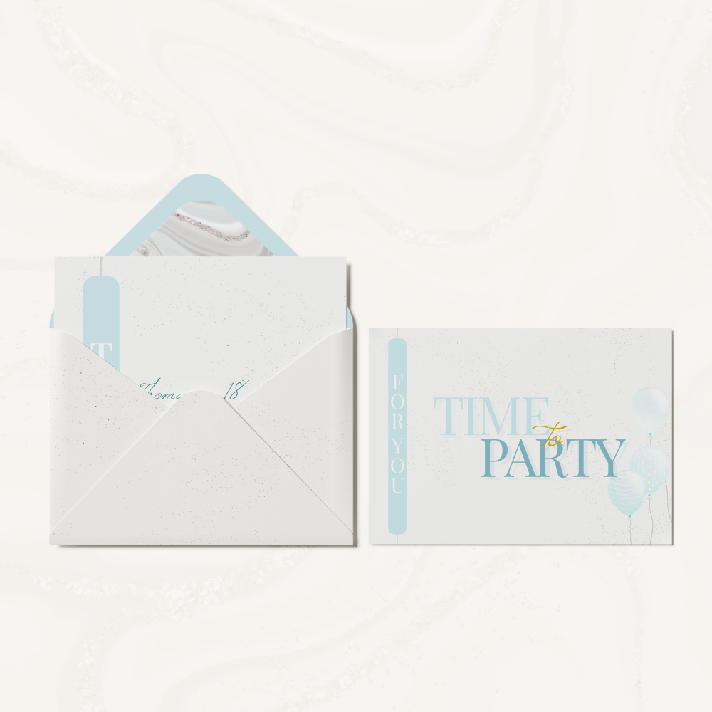 Time To Party - Alliance de finesse et de caractère, cette création met vos annonces au premier plan avec une présence calme et assurée. Les formes s’articulent dans une géométrie discrète, soutenue par une palette choisie pour sa clarté et sa chaleur mesurée. Créée par nos illustrateurs, l’invitation est pensée pour une personnalisation complète : vous nous transmettez votre texte, nous composons, ajustons les couleurs et ajoutons un logo si besoin. Diffusée uniquement au format digital, elle parvient instantanément à vos destinataires. Ici, rien d’ostentatoire : la beauté se joue dans la proportion, le tempo visuel et la précision typographique. Une invitation haut de gamme, contemporaine sans effet de mode, qui vous permet d’annoncer, d’inviter ou de célébrer avec tact et élégance. 