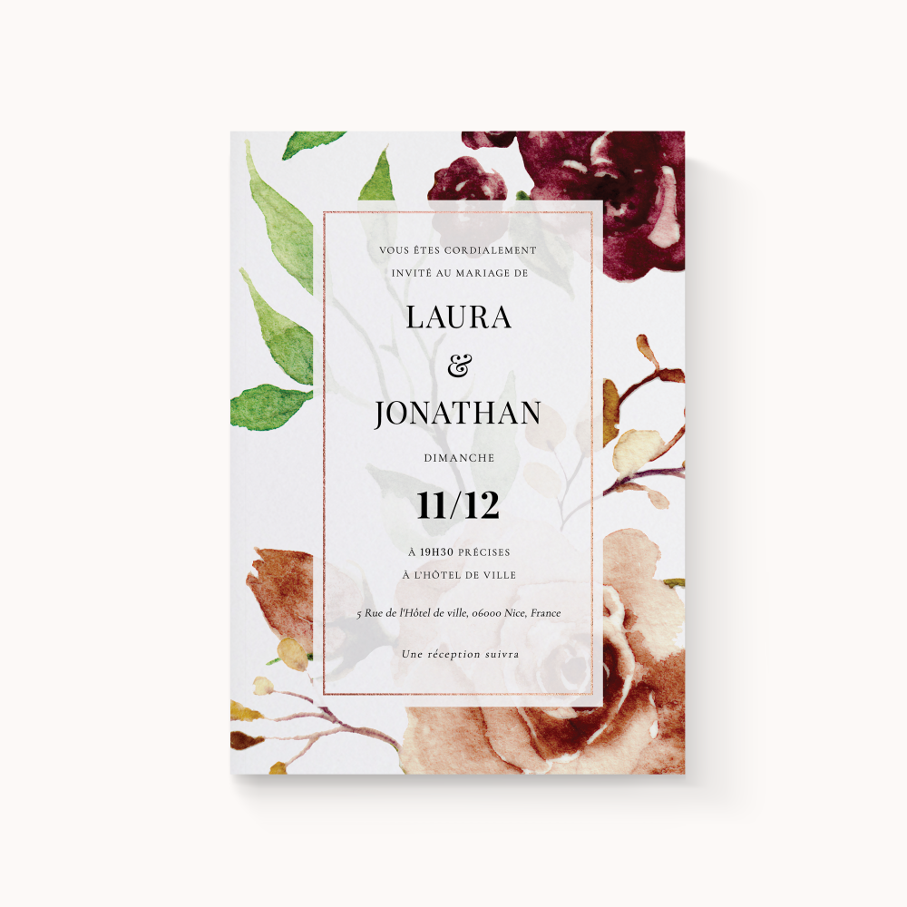 Floraly Invite - Cette invitation illustre la rencontre entre rigueur graphique et sensibilité poétique. La couleur dominante sert de fil conducteur, accompagnant vos mots d’une présence élégante et subtile. Les proportions équilibrées et la sobriété des effets visuels confèrent au modèle une allure intemporelle. Créée par nos illustrateurs, elle est pensée comme une toile raffinée au service de vos messages. Nous y intégrons votre texte avec exactitude, ajustons la palette et ajoutons un logo discret si nécessaire. Diffusée uniquement en digital, elle atteint vos invités immédiatement et transforme un simple envoi en un geste distingué. Chaque détail concourt à maintenir la fluidité et la clarté. Une correspondance haut de gamme, faite pour durer.