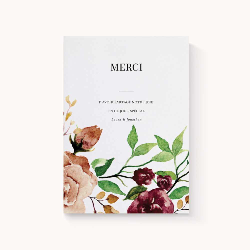 Floraly-Merci - Le modèle met en valeur l’équilibre entre géométrie précise et teintes harmonieuses. La couleur dominante diffuse une clarté douce qui accompagne vos mots avec naturel. Pensée par nos créateurs, cette invitation propose une esthétique contemporaine, sobre et expressive. Nous assurons votre personnalisation complète : texte intégré avec soin, nuances ajustées, logo ajouté si nécessaire. Diffusée en digital uniquement, elle est transmise immédiatement à vos invités. Chaque proportion a été étudiée pour offrir fluidité et cohérence. Une correspondance élégante qui allie distinction, modernité et mesure.