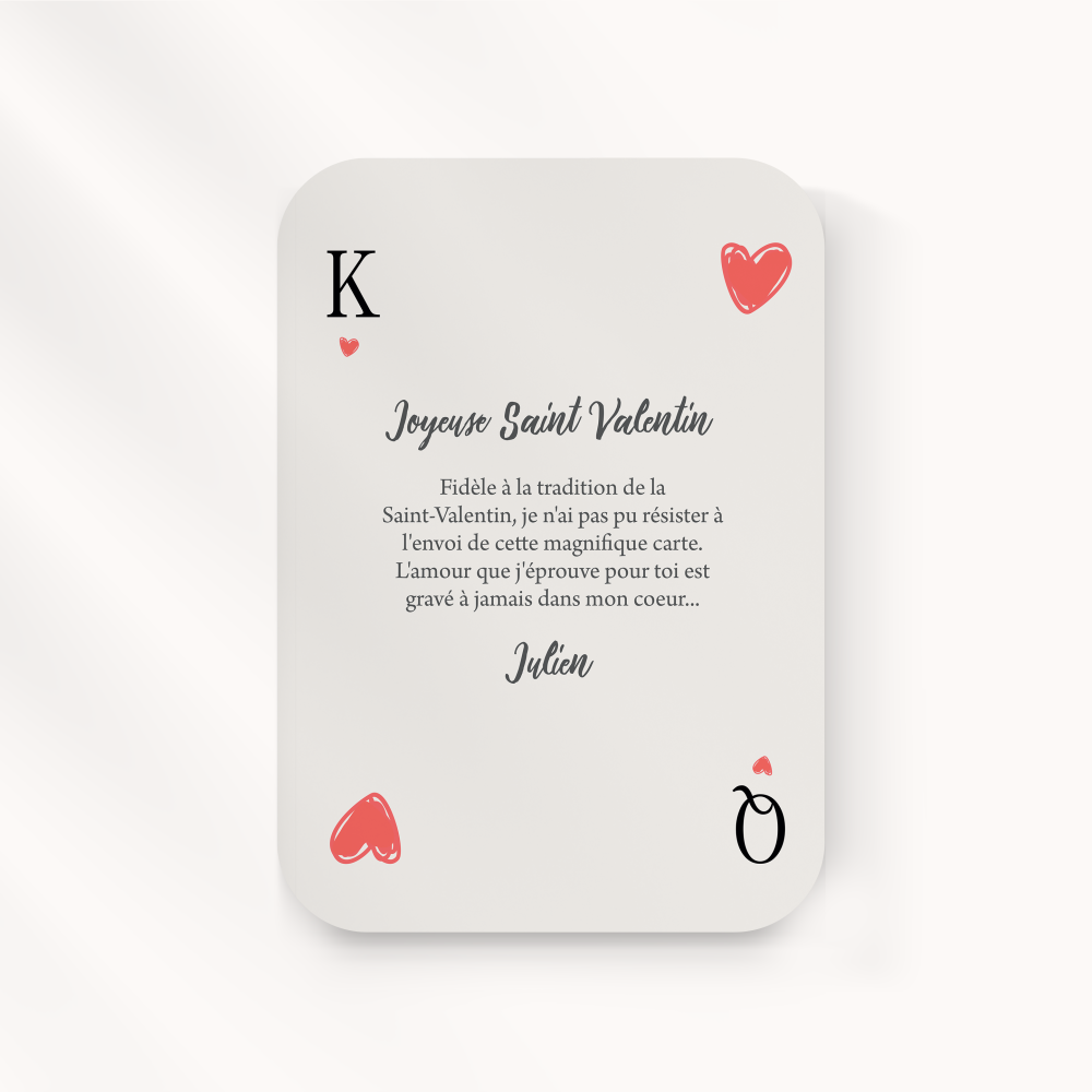 King&Queen - Cette création met la clarté au service de vos messages : dominante chromatique sereine, mise en page cadrée, typographie précise. Nos créateurs ont opté pour une esthétique mesurée, débarrassée de tout superflu, afin de laisser l’émotion circuler librement. Vous nous confiez le texte ; nous l’intégrons avec exactitude, ajustons les teintes et ajoutons un logo discret si nécessaire. Diffusée uniquement en version digitale, l’invitation rejoint vos destinataires immédiatement. Chaque détail – cadence des blancs, hauteur de ligne, équilibre des marges – contribue à une présence premium, élégante et durable.