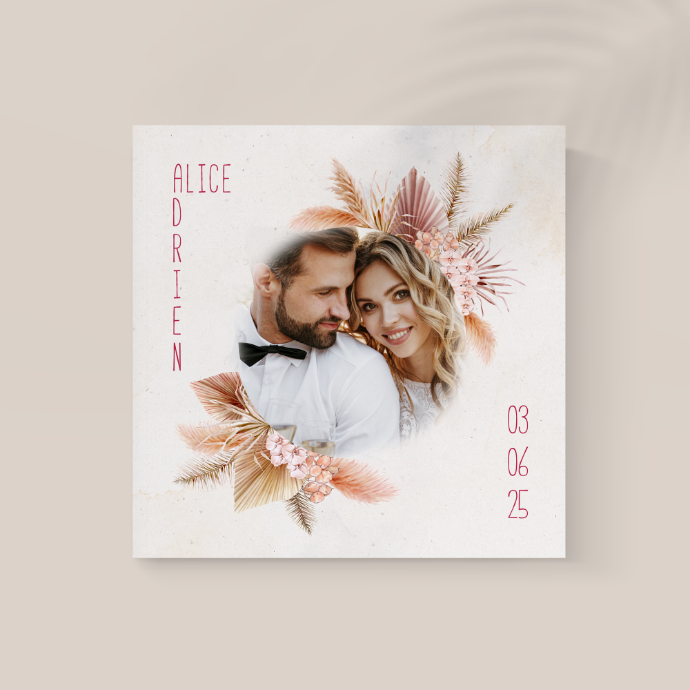 Boho Chic - Pensée comme un écrin sobre, cette invitation met en avant la couleur dominante dans une mise en page équilibrée. Les contrastes mesurés et la typographie précise installent un climat clair et élégant. Nos illustrateurs ont privilégié une esthétique contemporaine qui valorise la retenue. Vous nous confiez le texte ; nous l’intégrons avec exactitude, ajustons la palette et ajoutons un logo discret si souhaité. Diffusée uniquement en numérique, elle atteint vos invités sans délai. Chaque détail – alignements, proportions, cadence – concourt à la cohérence du rendu. Une correspondance premium, durable et raffinée.