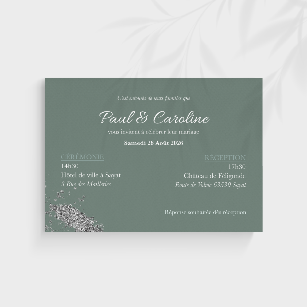 Green And Gold - Cette invitation revendique une élégance maîtrisée : une couleur dominante posée comme un repère, des marges généreuses et une typographie tenue. Pensée par nos illustrateurs, la composition laisse l’émotion circuler sans surcharge et installe un rythme visuel calme. Vous nous confiez votre texte ; nous le composons avec exactitude, harmonisons la palette et ajoutons un logo discret si nécessaire. Entièrement digitale, l’invitation rejoint vos destinataires instantanément pour un partage simple et soigné. Chaque détail – proportions, alignements, contraste – a été pesé pour préserver clarté et tenue. Une correspondance premium, sûre et contemporaine, conçue pour annoncer, inviter ou célébrer avec tact.