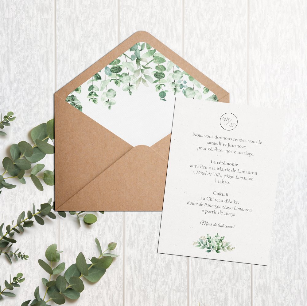 Eucalyptus Frame - Cette invitation se déploie dans une palette tenue où la couleur dominante apporte une lumière douce. La structure régulière et la typographie posée composent un cadre premium attentif à la lisibilité. Nous assurons la personnalisation complète : intégration du texte, ajustement des teintes, ajout d’un logo discret selon vos souhaits. Diffusée exclusivement en numérique, elle atteint vos invités instantanément. Chaque détail – respiration des blancs, équilibre des marges, contraste – a été pensé pour une élégance durable. Une correspondance moderne, fiable et élégante.