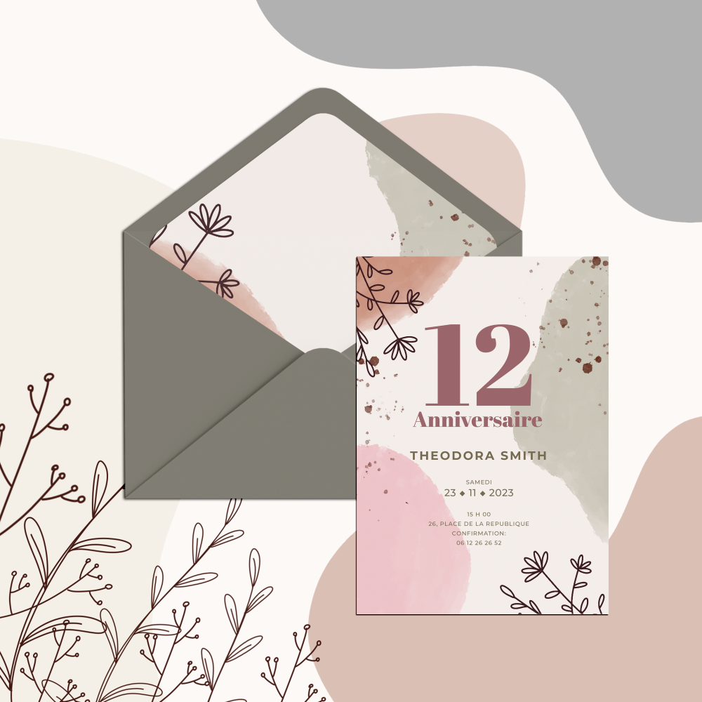 Art Flowers - Le modèle explore une modernité apaisée : dominante chromatique lumineuse, marges régulières, rythme visuel posé. Conçue par nos créateurs, la mise en page accueille votre message sans le contraindre et laisse la typographie respirer. Nous réalisons votre personnalisation sur mesure : intégration du texte, ajustement des teintes, ajout possible d’un logo discret. Diffusée uniquement en numérique, l’invitation parvient instantanément à vos destinataires. Chaque détail – hiérarchie, interlignes, proportions – a été pensé pour assurer une lecture fluide et élégante. Une correspondance premium qui conjugue justesse, discrétion et clarté afin de donner de l’ampleur à vos annonces.