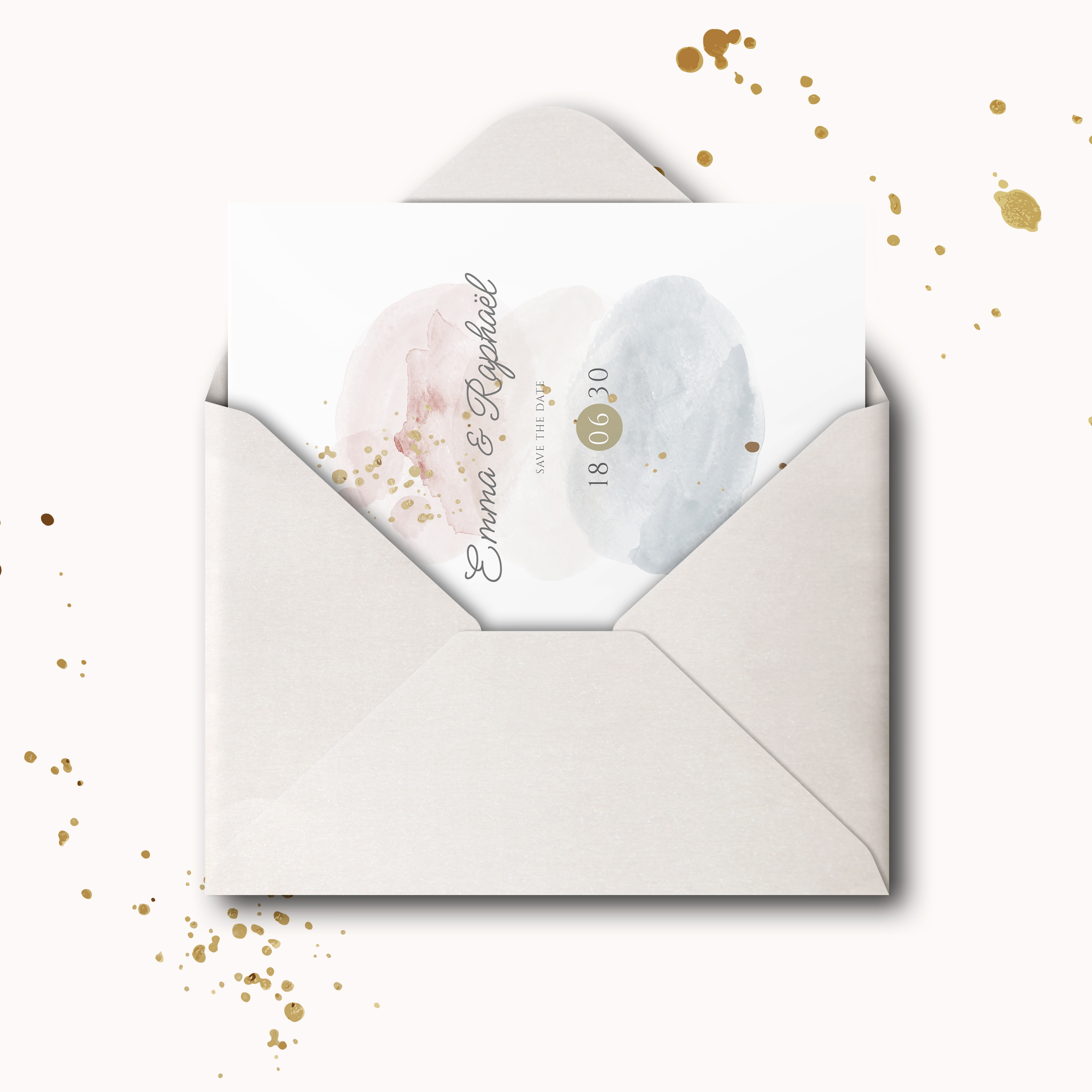 Splash Watercolor - Cette invitation revendique une rigueur contemporaine : dominante chromatique affirmée, alignements nets, typographie claire. Nos créateurs signent une présence premium qui conjugue mesure et fiabilité. Vous nous transmettez votre texte ; nous l’intégrons avec soin, harmonisons la palette et ajoutons un logo discret. Diffusée exclusivement au format digital, elle atteint vos invités sans délai. La hiérarchie lisible, les contrastes posés et la régularité des blocs offrent une lecture fluide et sûre. Un modèle moderne et élégant, conçu pour durer.
