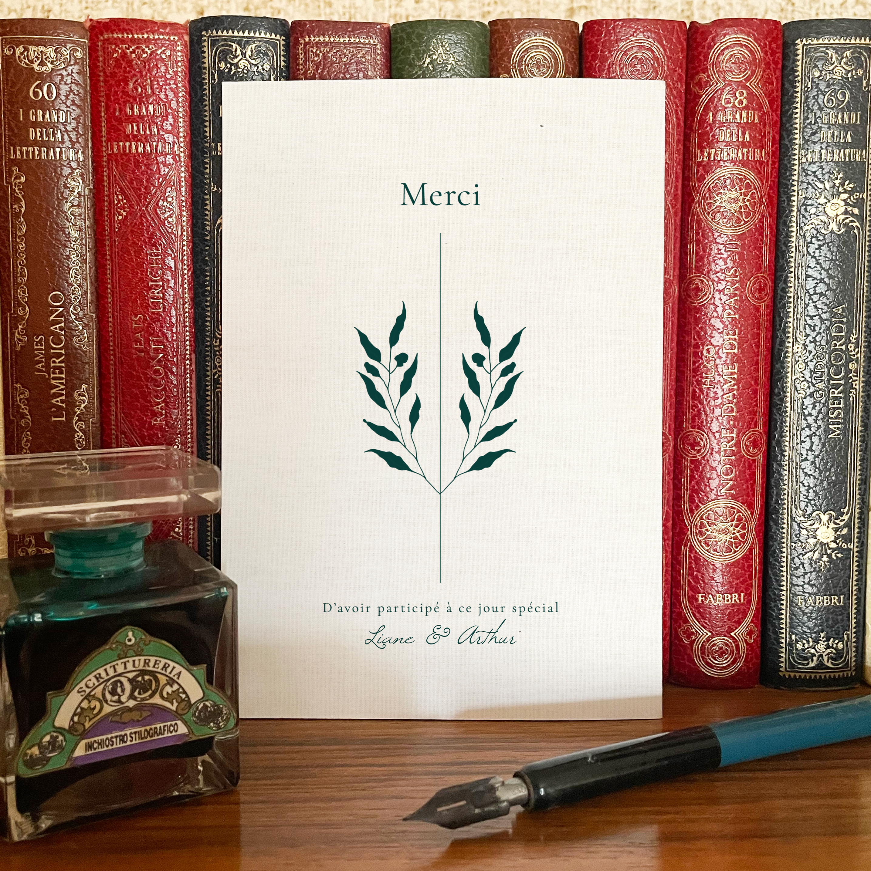 Lin Vert Merci - Cette invitation souligne la rigueur élégante : couleur dominante affirmée, marges équilibrées, typographie nette. Nos créateurs ont privilégié une esthétique premium qui met l’accent sur cohérence et précision. Nous réalisons la personnalisation complète : intégration du texte, harmonisation des couleurs, ajout discret d’un logo. Diffusée exclusivement en digital, elle atteint vos invités immédiatement. Chaque détail – hiérarchie, contrastes, proportions – a été pensé pour une lecture fluide et élégante. Une correspondance contemporaine, fiable et raffinée.