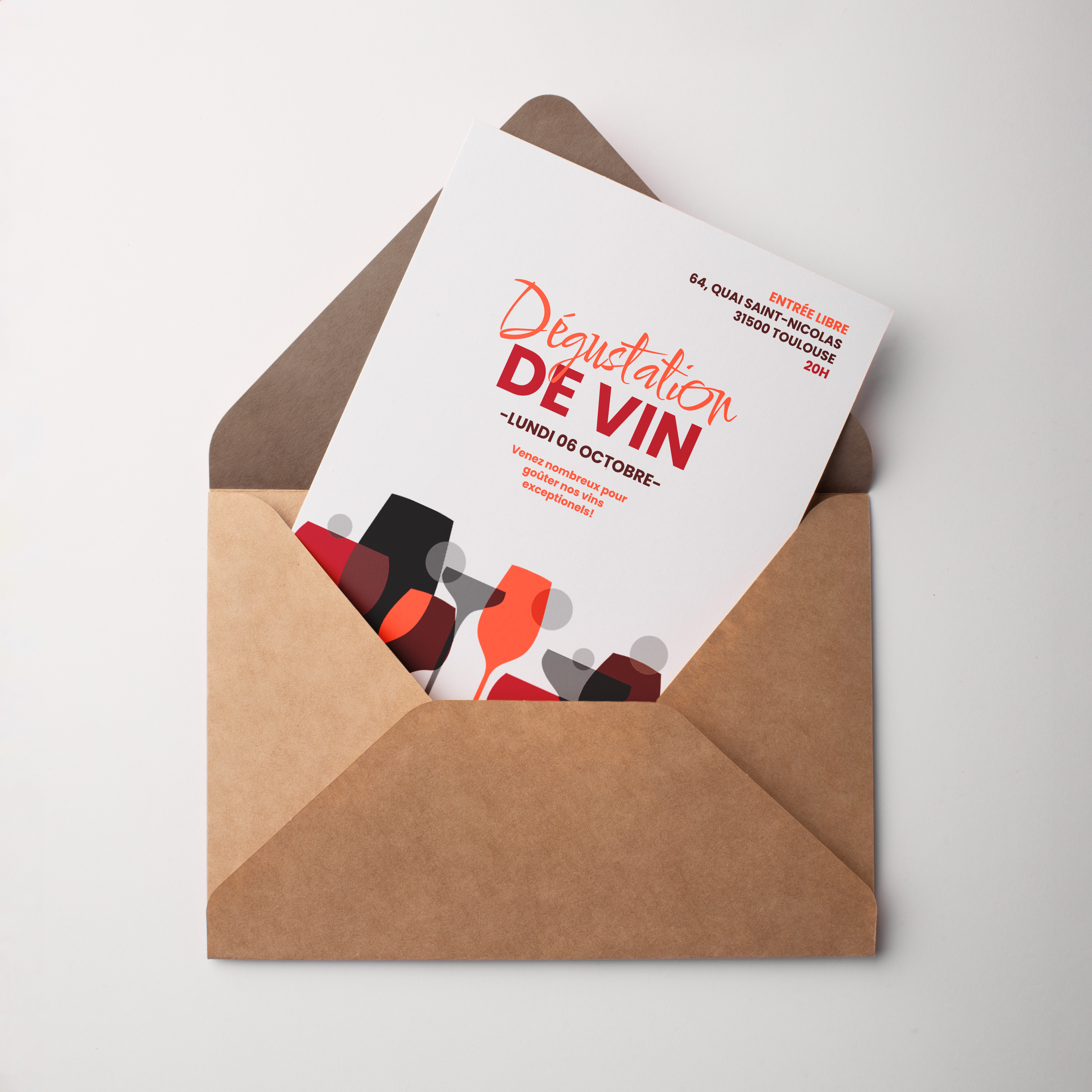 Tchin Tchin - Cette invitation choisit une sobriété claire : couleur dominante précise, alignements nets, typographie lisible. Nos créateurs ont imaginé une esthétique premium au service de votre message. Vous nous envoyez le texte ; nous le mettons en page avec exactitude, ajustons la palette et ajoutons un logo discret si nécessaire. 100% digitale, elle atteint vos invités immédiatement. Les espacements réguliers, la hiérarchie équilibrée et les contrastes maîtrisés garantissent une lecture fluide et élégante, prête pour toutes les célébrations.