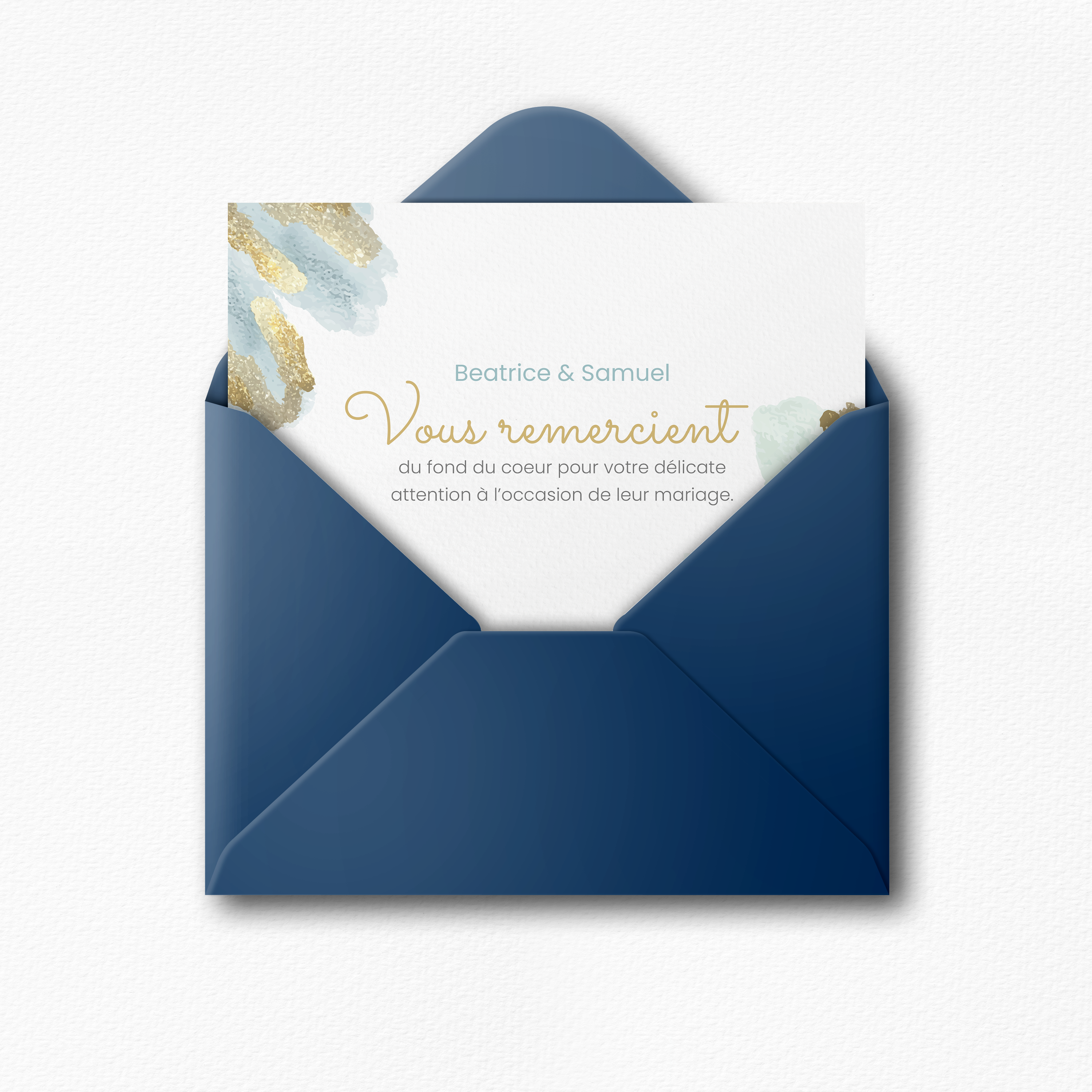 Blue Paint Thanks - Le dessin affirme une esthétique équilibrée : une couleur dominante posée, des marges sobres, une typographie claire. Nos créateurs ont voulu une invitation premium qui valorise la mesure. Nous assurons la personnalisation complète : vous nous confiez votre texte, nous l’intégrons avec exactitude, harmonisons la palette et ajoutons un logo discret. 100% digitale, elle atteint vos invités sans délai. Chaque choix – proportions, alignements, cadence – a été pensé pour préserver fluidité et élégance. Une correspondance contemporaine, simple et raffinée.