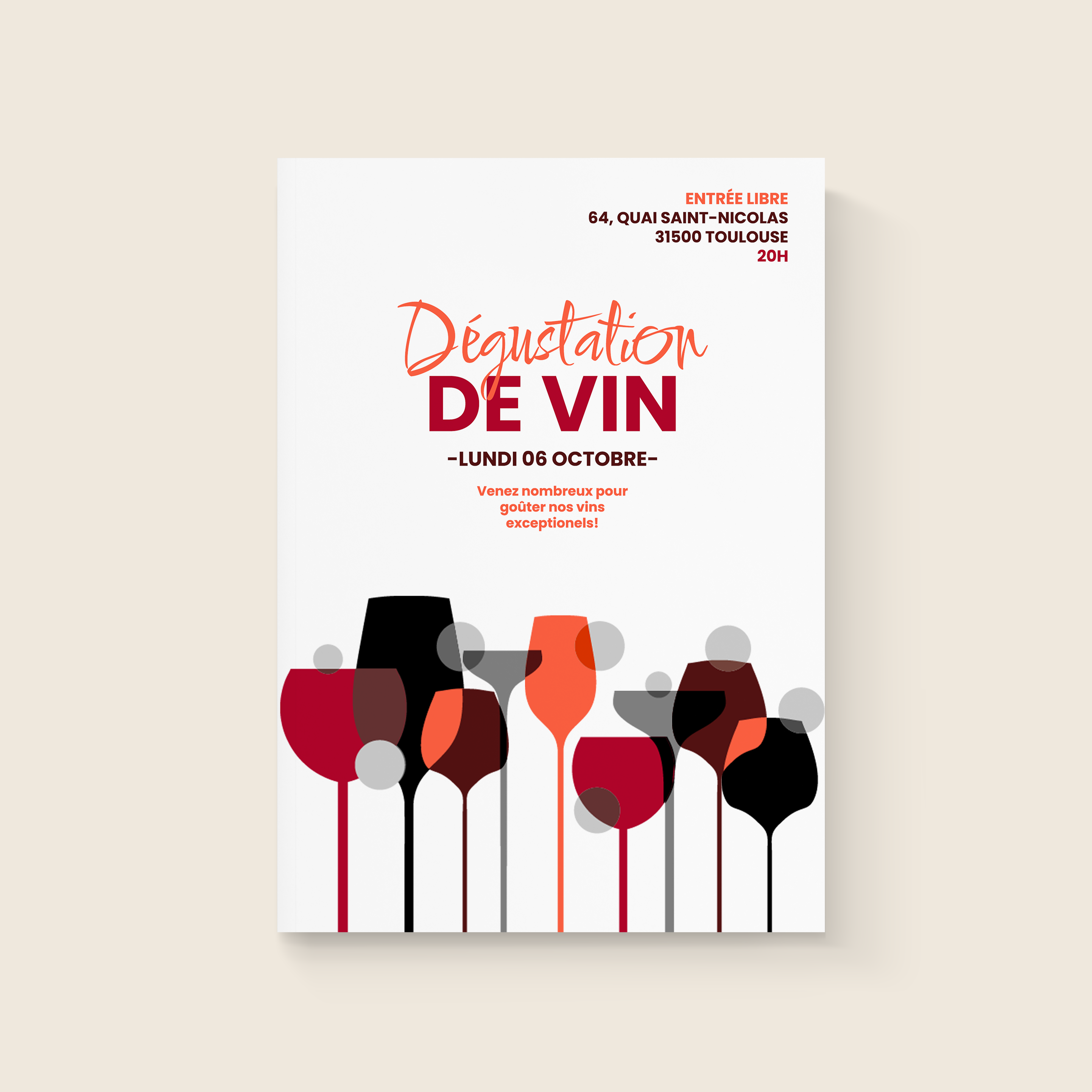 Tchin Tchin - Cette invitation choisit une sobriété claire : couleur dominante précise, alignements nets, typographie lisible. Nos créateurs ont imaginé une esthétique premium au service de votre message. Vous nous envoyez le texte ; nous le mettons en page avec exactitude, ajustons la palette et ajoutons un logo discret si nécessaire. 100% digitale, elle atteint vos invités immédiatement. Les espacements réguliers, la hiérarchie équilibrée et les contrastes maîtrisés garantissent une lecture fluide et élégante, prête pour toutes les célébrations.